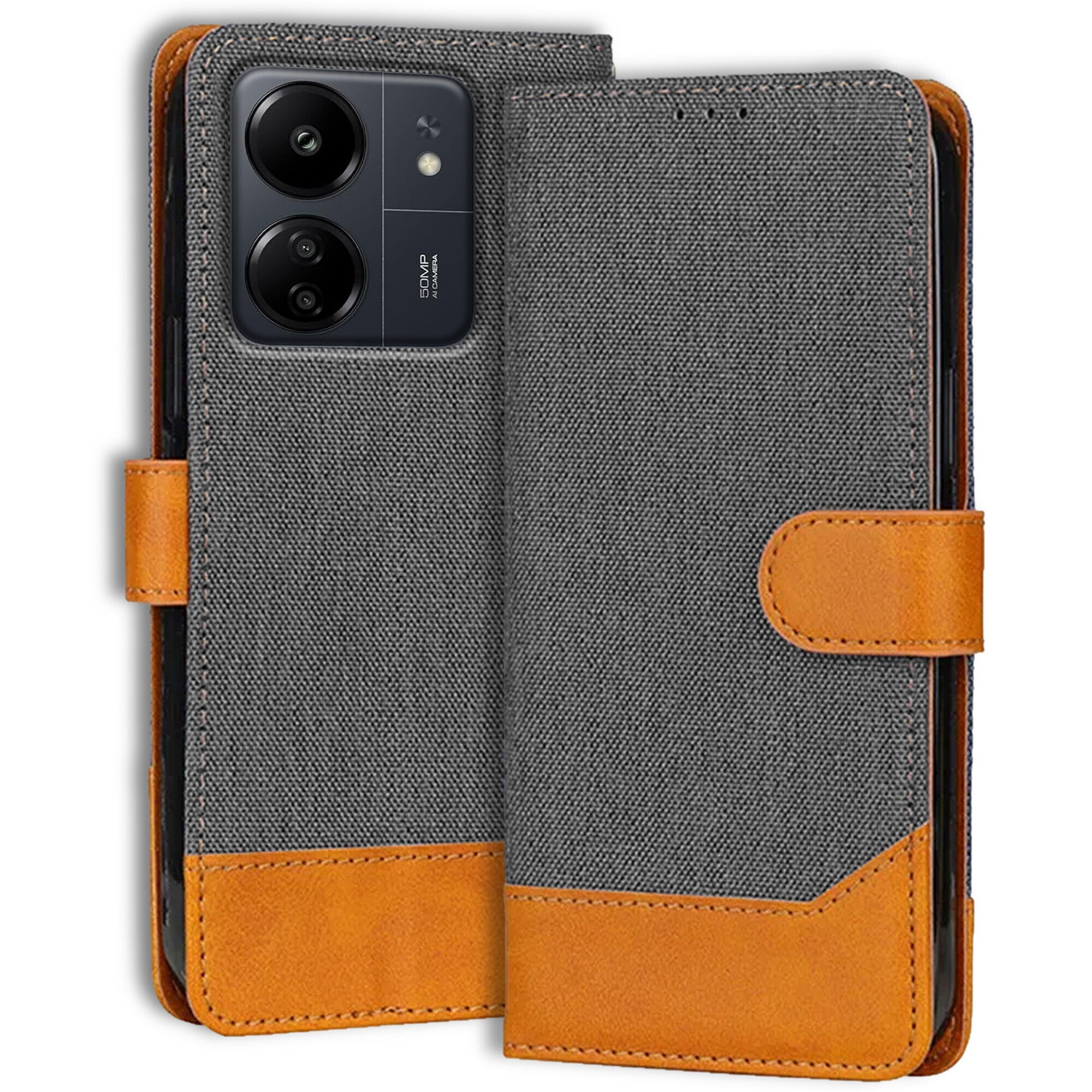 Accesorios Redmi 13C denim flip cover – Grey – Image 1 #color_grey
