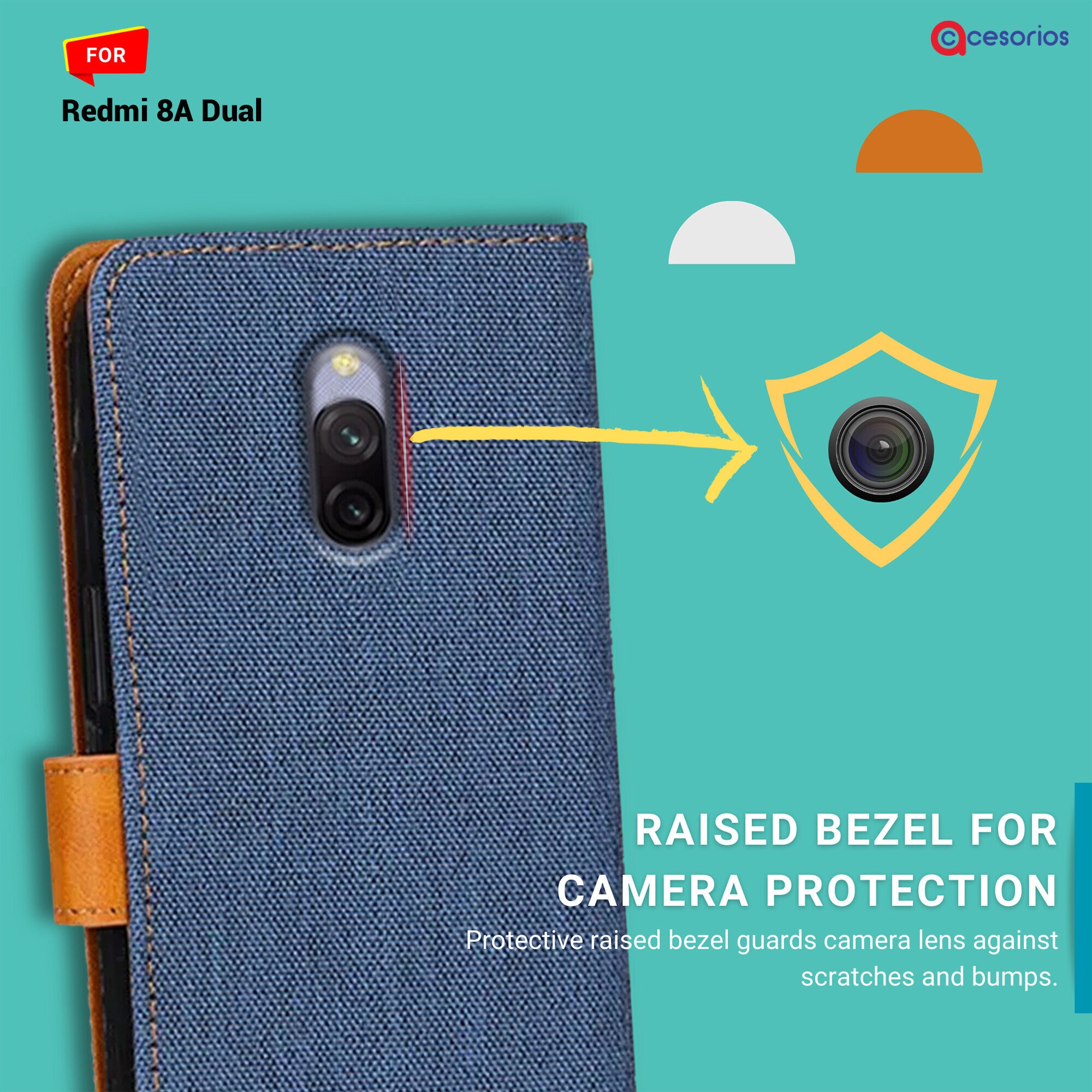 Accesorios Redmi 8A Dual denim flip cover – Blue – Image 2 #color_blue