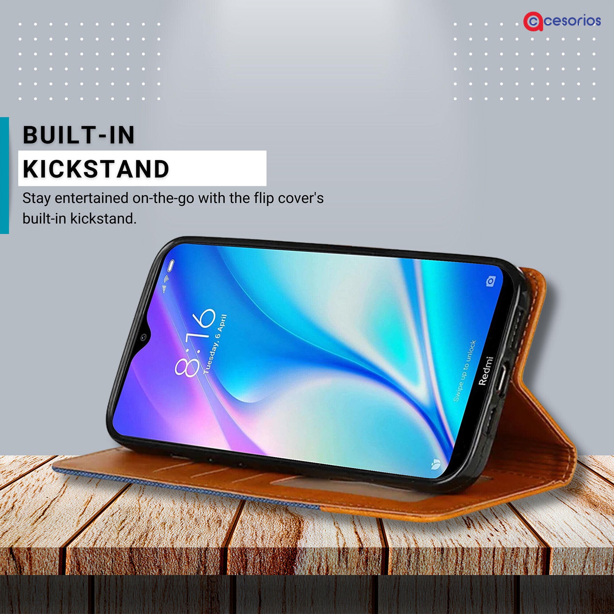 Accesorios Redmi 8A Dual denim flip cover – Blue – Image 4 #color_blue