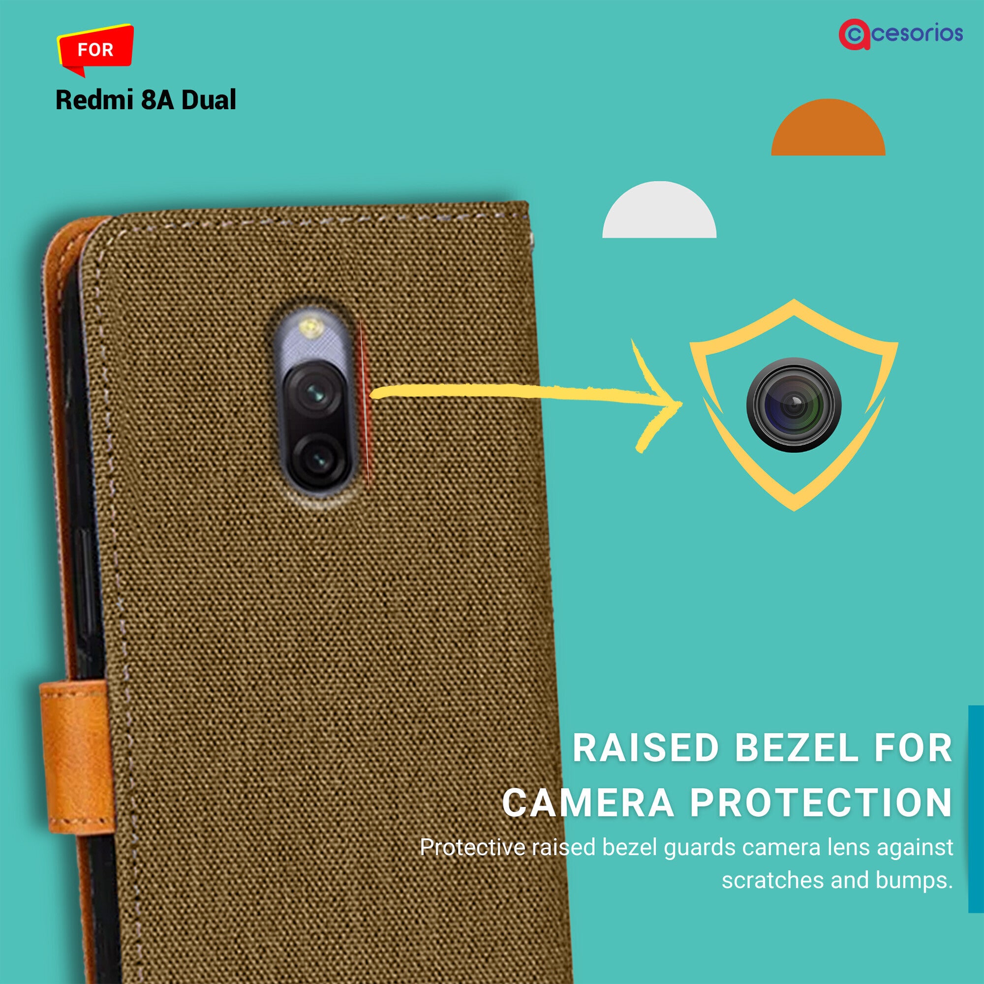 Accesorios Redmi 8A Dual denim flip cover – Dark Brown – Image 2 #color_dark brown