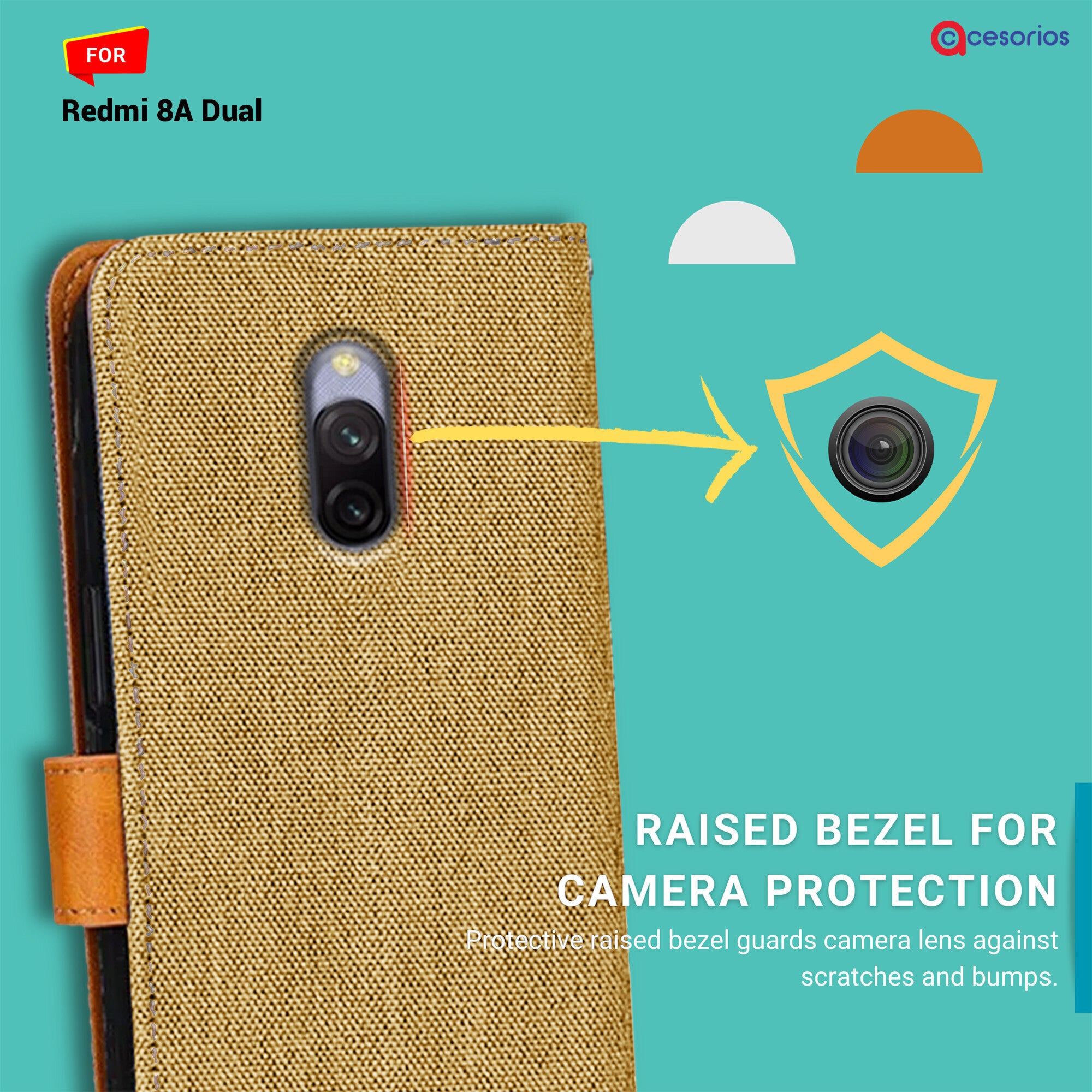 Accesorios Redmi 8A Dual denim flip cover – Light Brown – Image 2 #color_light brown