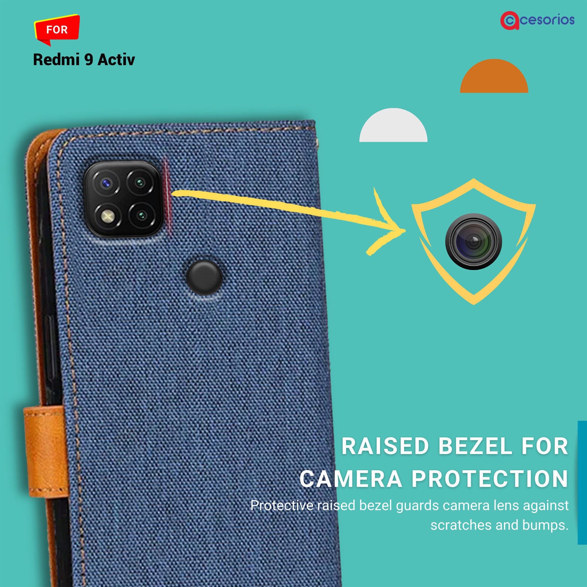 Accesorios Redmi 9 Activ denim flip cover – Blue – Image 2 #color_blue