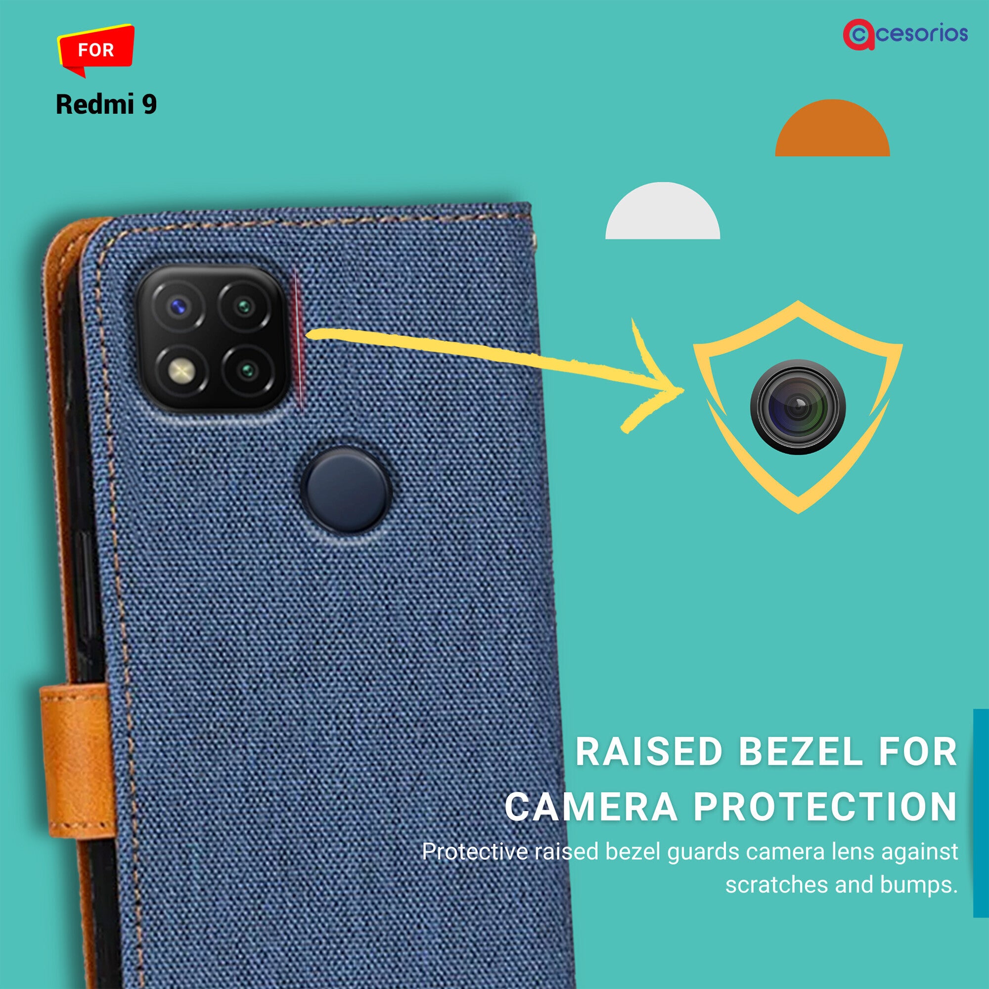 Accesorios Redmi 9 denim flip cover – Blue – Image 2 #color_blue