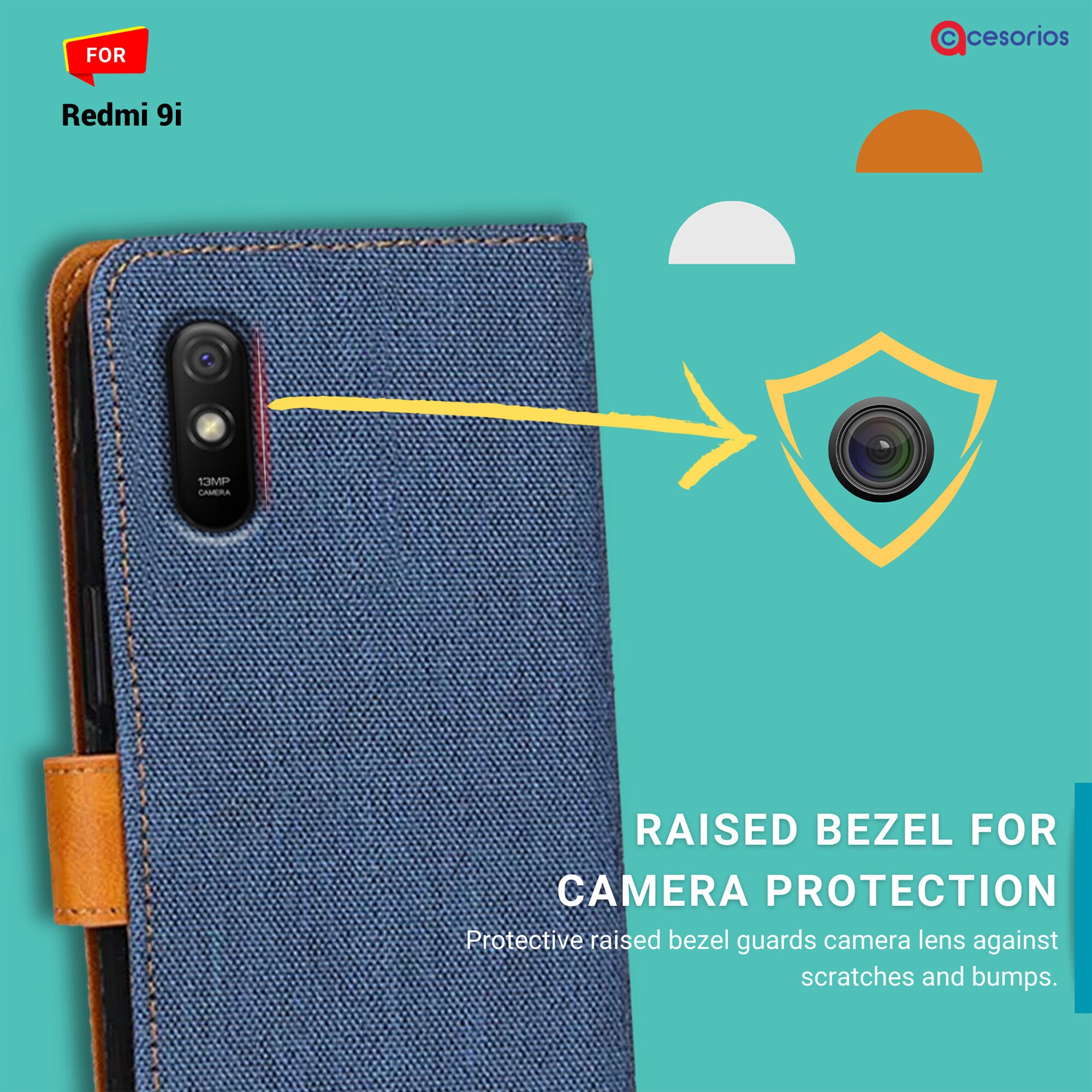 Accesorios Redmi 9I denim flip cover – Blue – Image 2 #color_blue