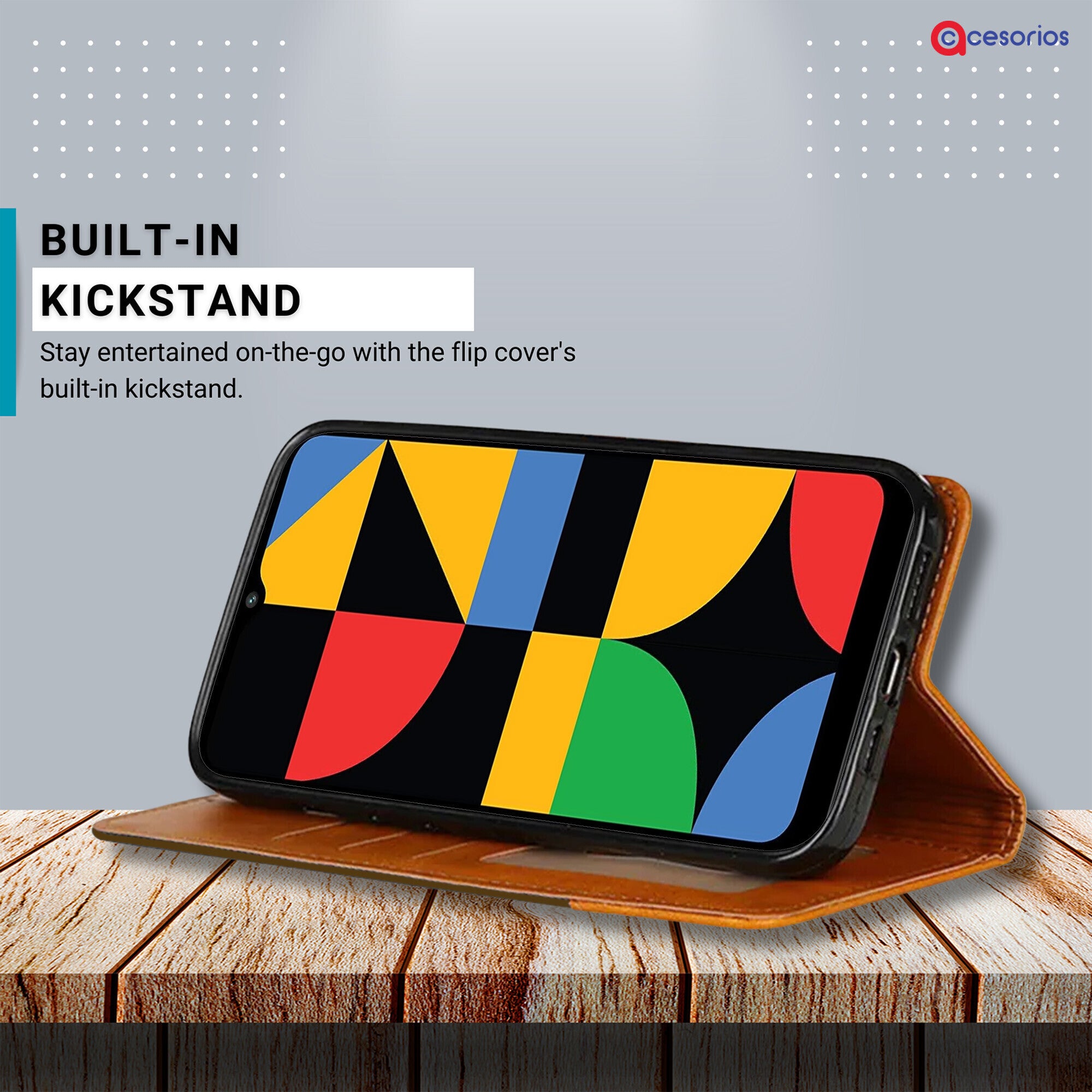 Accesorios Redmi A2 Plus denim flip cover – Dark Brown – Image 4 #color_dark brown