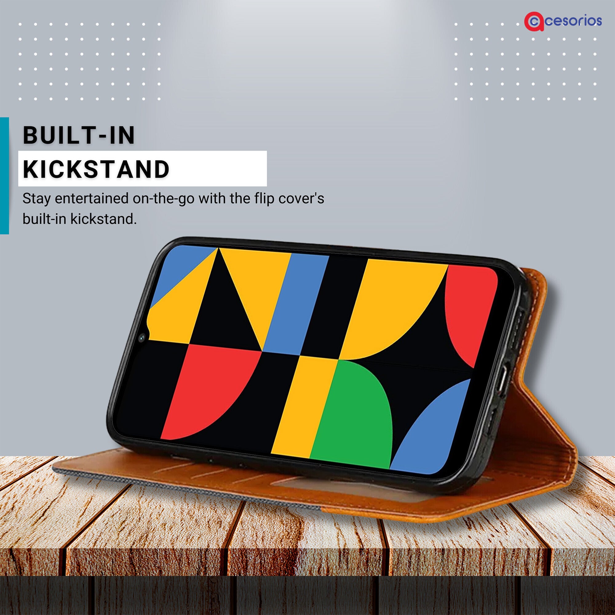 Accesorios Redmi A2 Plus denim flip cover – Grey – Image 4 #color_grey