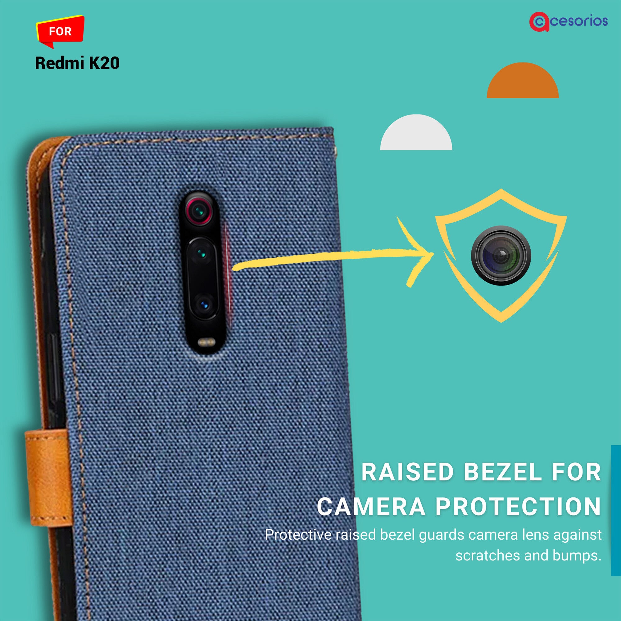 Accesorios Redmi K20 denim flip cover – Blue – Image 2 #color_blue