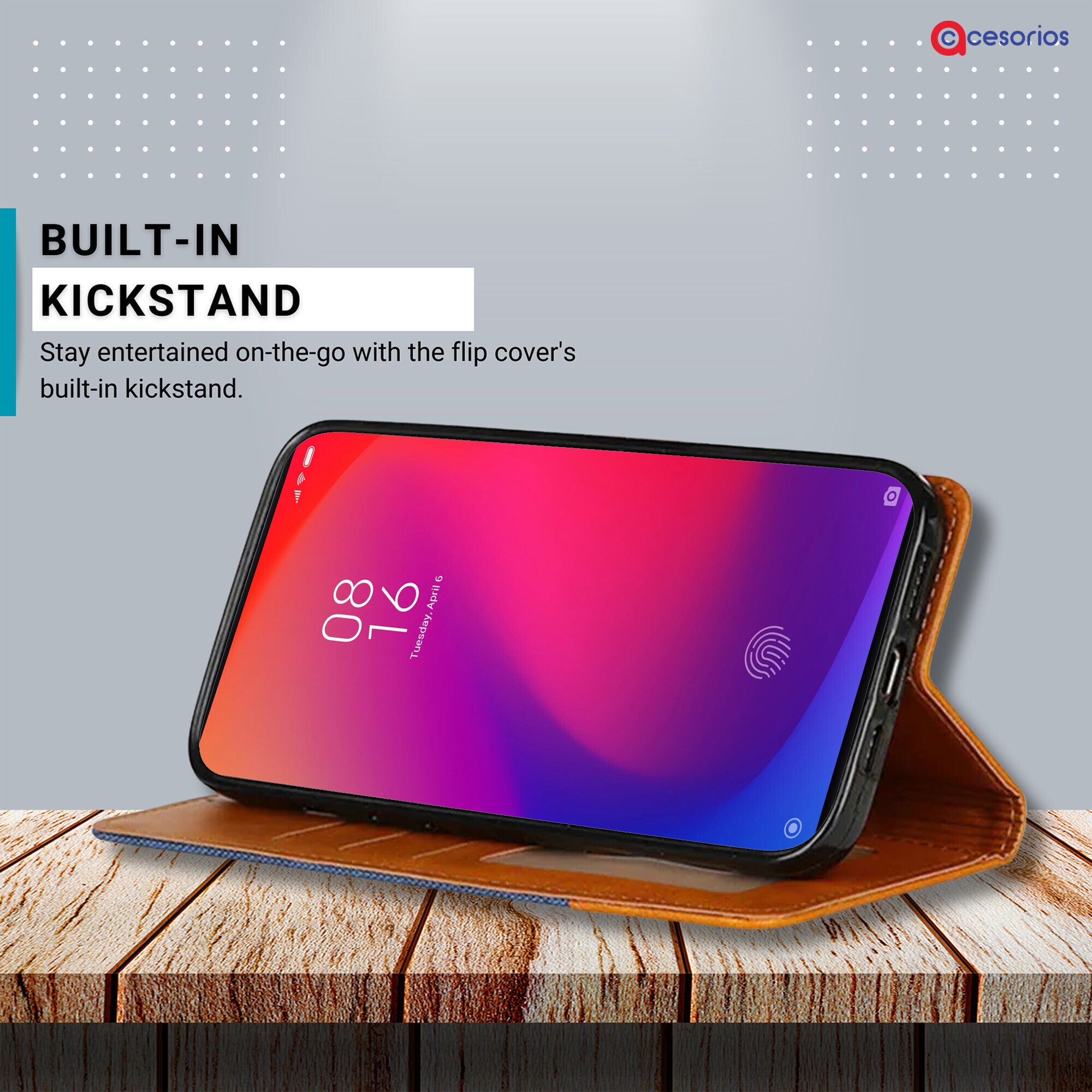 Accesorios Redmi K20 denim flip cover – Blue – Image 4 #color_blue