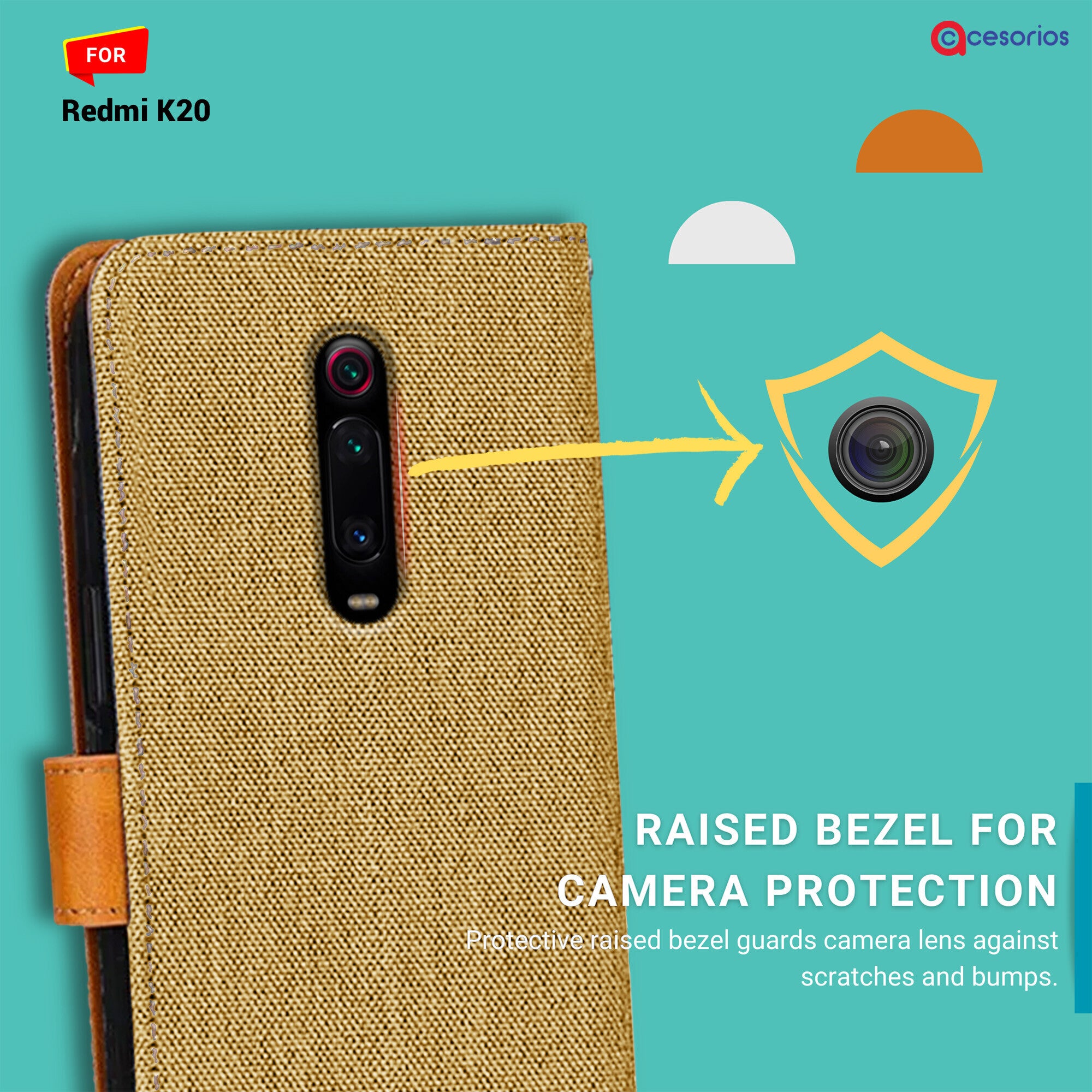 Accesorios Redmi K20 denim flip cover – Light Brown – Image 2 #color_light brown