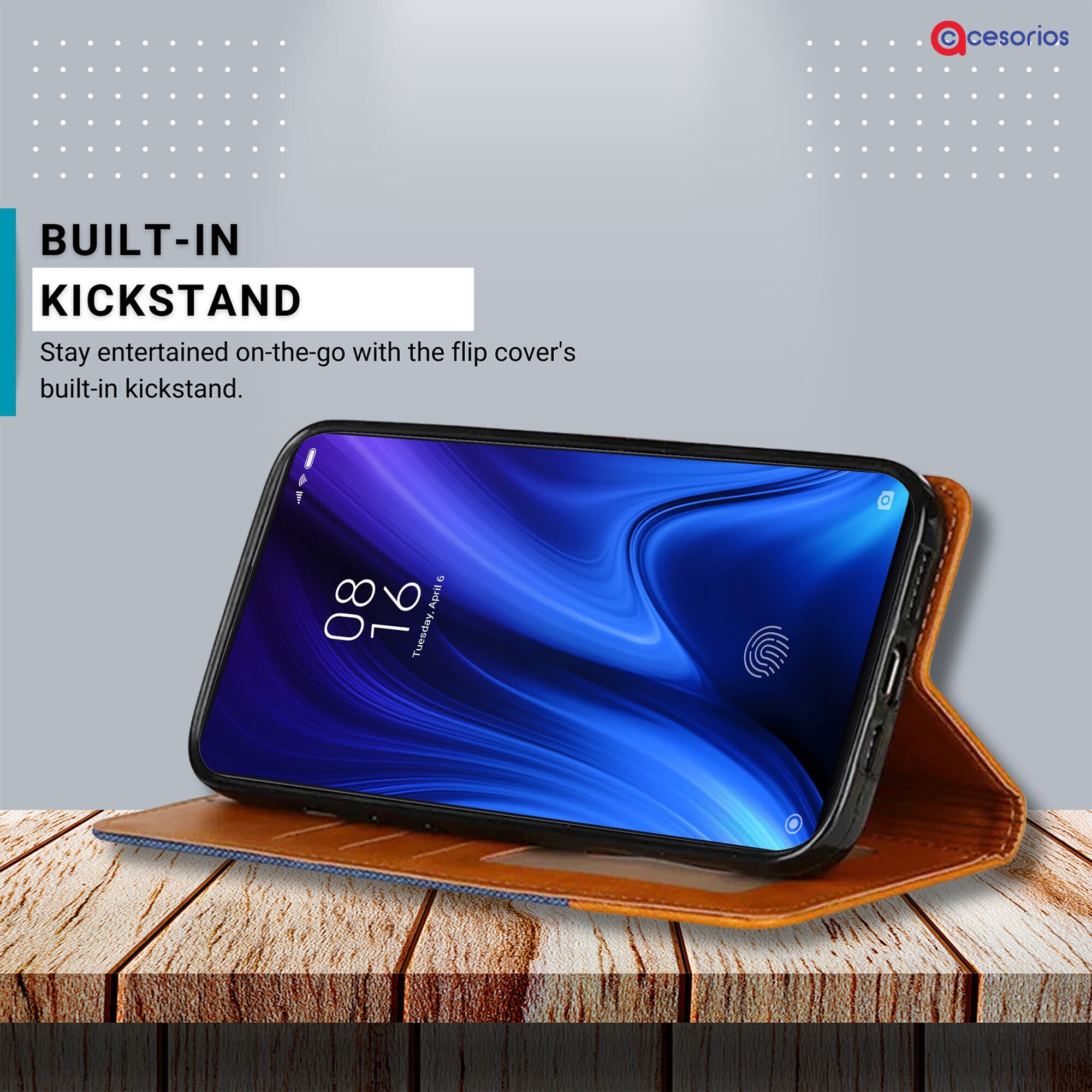 Accesorios Redmi K20 Pro denim flip cover – Blue – Image 4 #color_blue