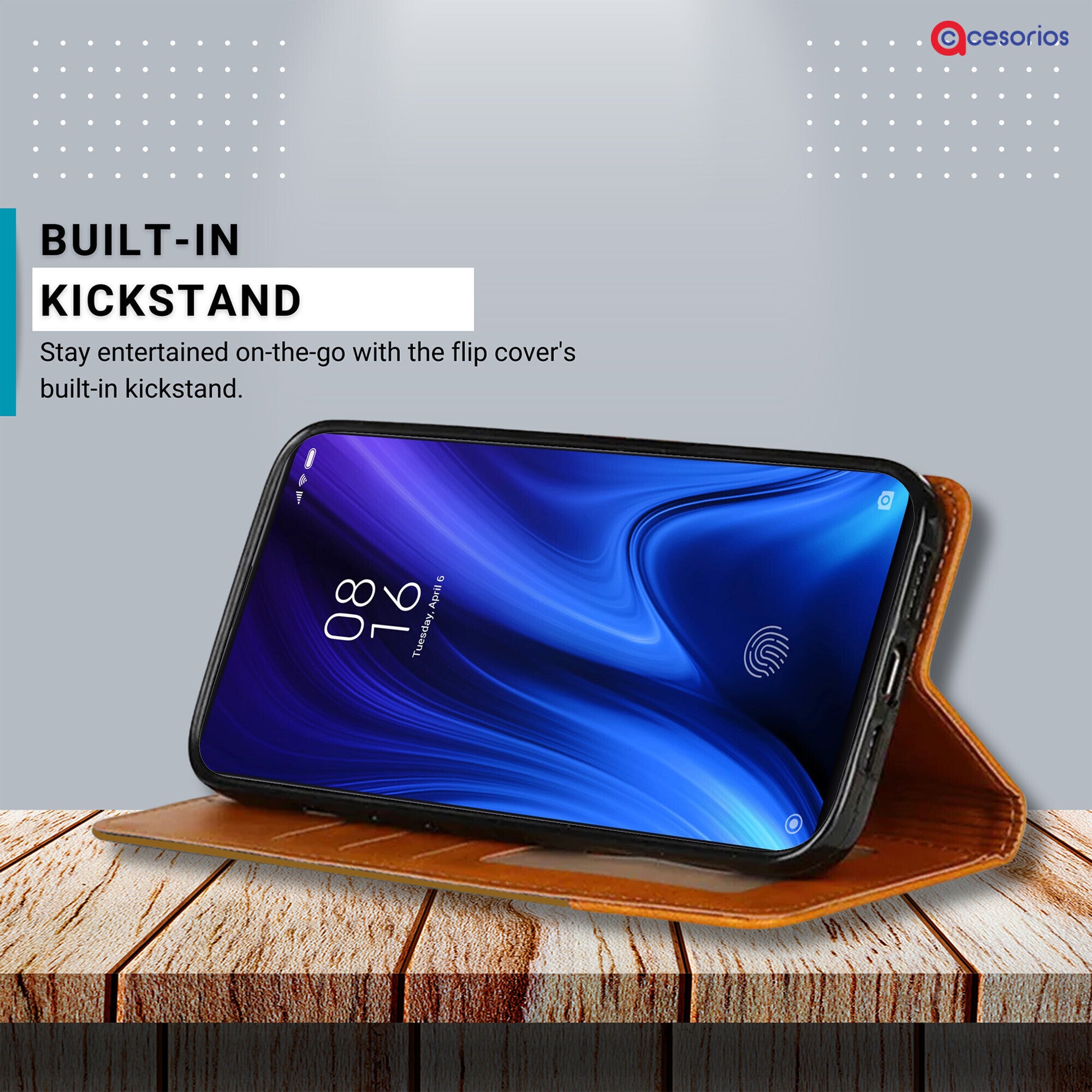 Accesorios Redmi K20 Pro denim flip cover – Light Brown – Image 4 #color_light brown