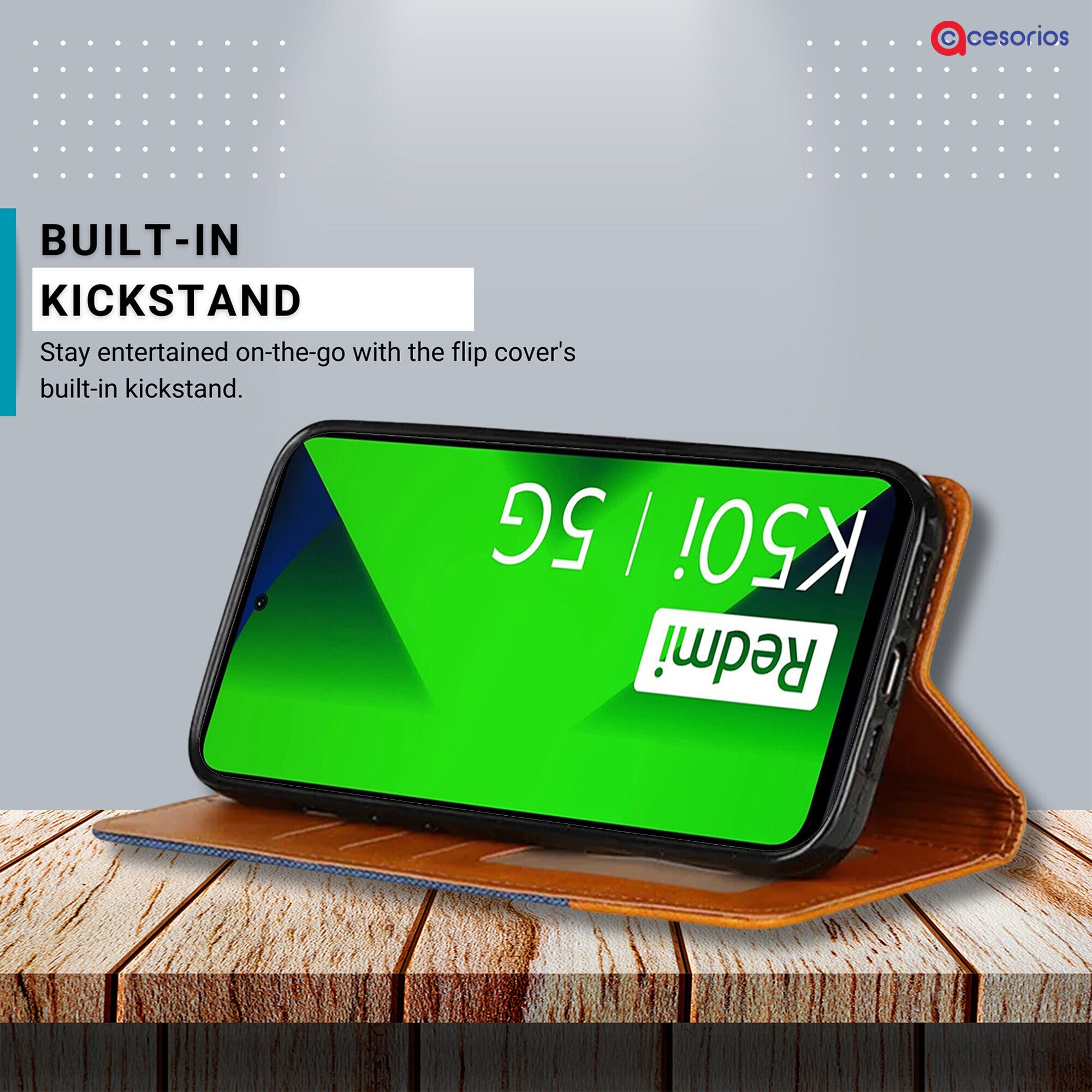 Accesorios Redmi K50I denim flip cover – Blue – Image 4 #color_blue