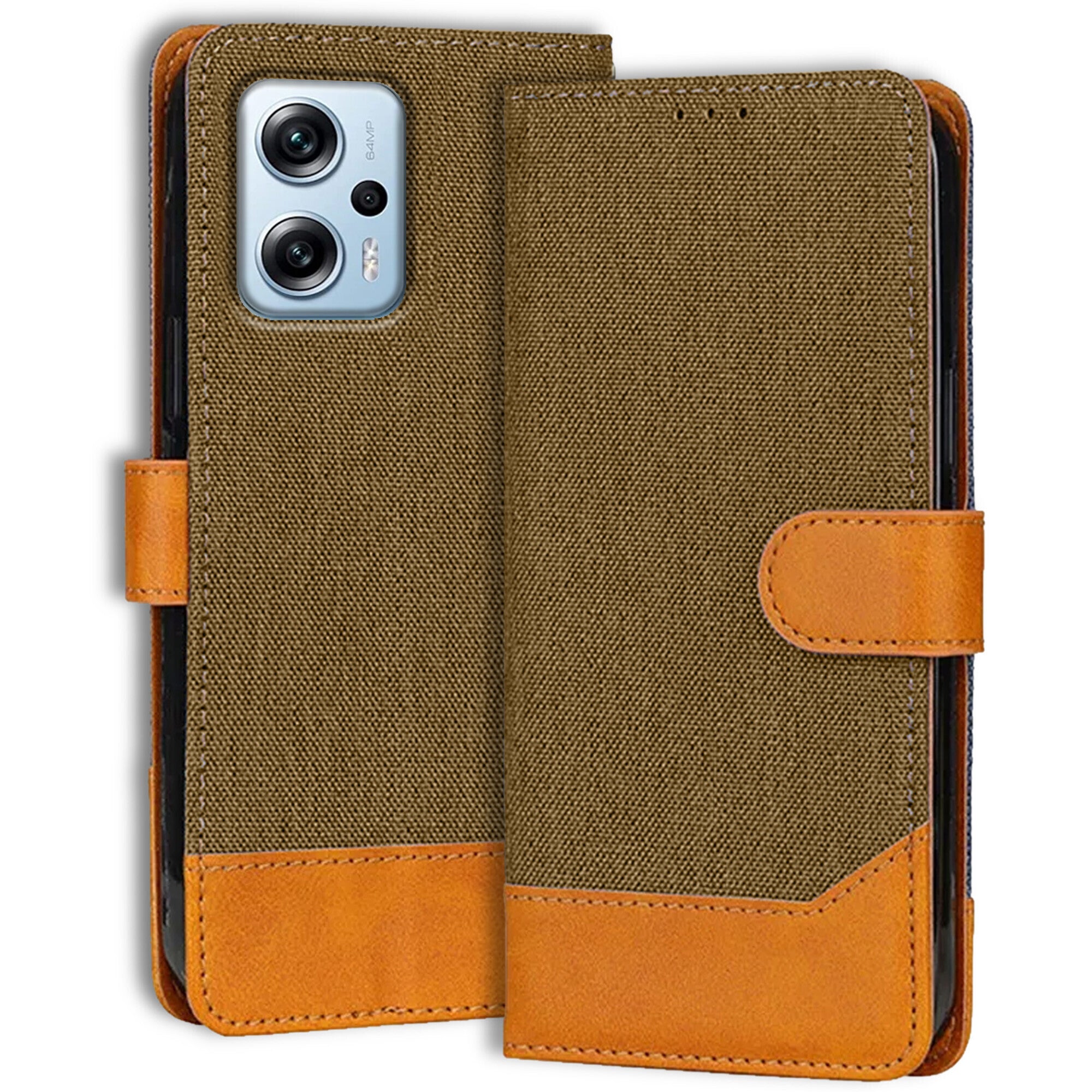 Accesorios Redmi K50I denim flip cover – Dark Brown – Image 1 #color_dark brown