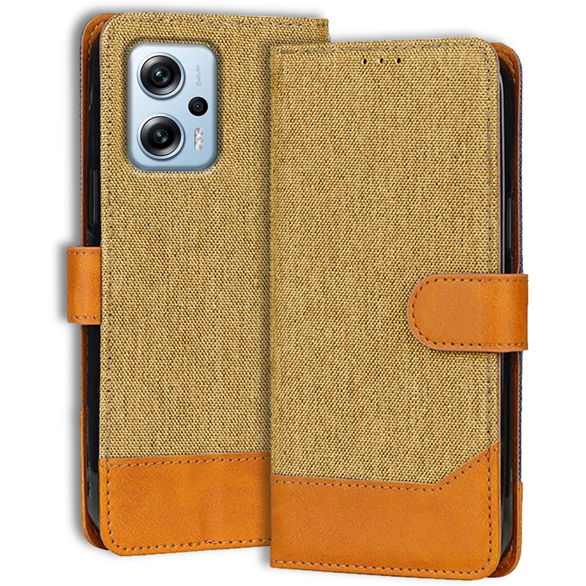 Accesorios Redmi K50I denim flip cover – Light Brown – Image 1 #color_light brown