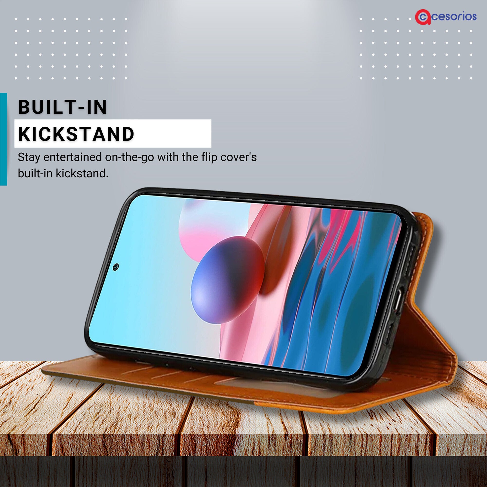Accesorios Redmi Note 10 denim flip cover – Dark Brown – Image 4 #color_dark brown