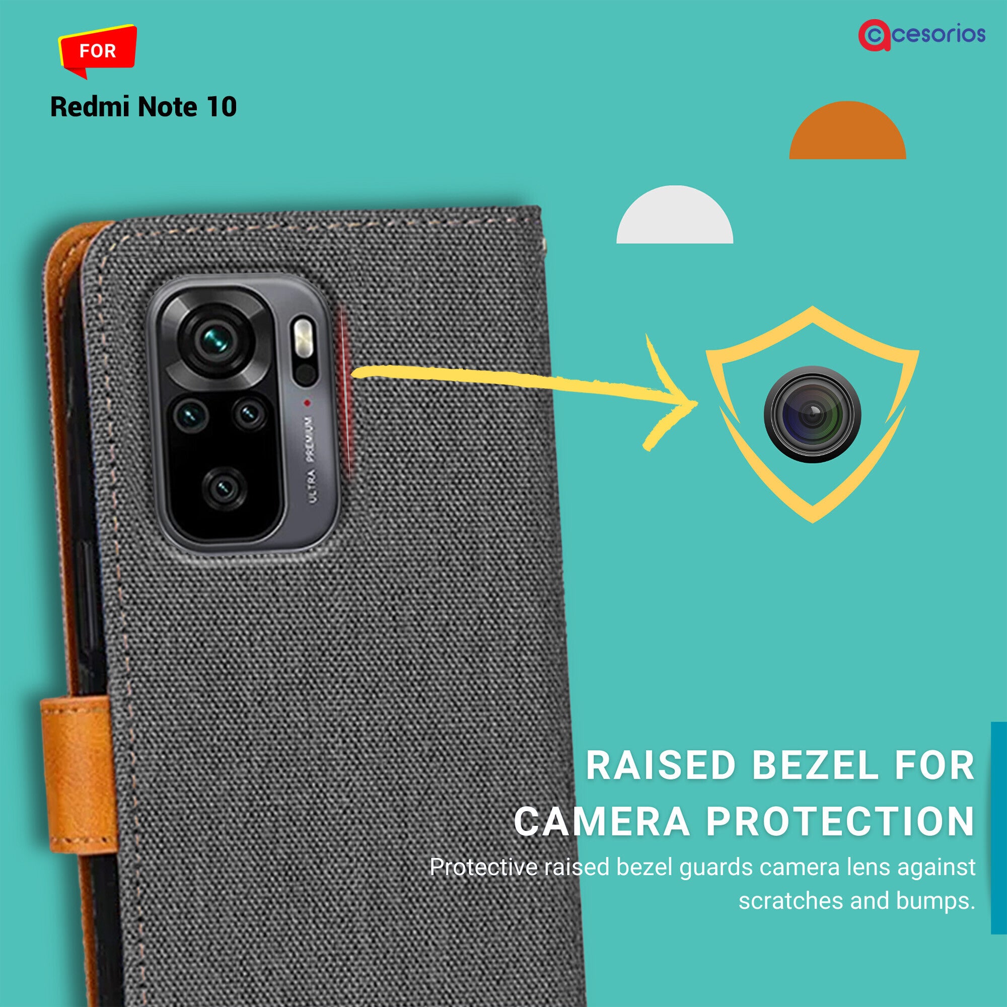 Accesorios Redmi Note 10 denim flip cover – Grey – Image 2 #color_grey