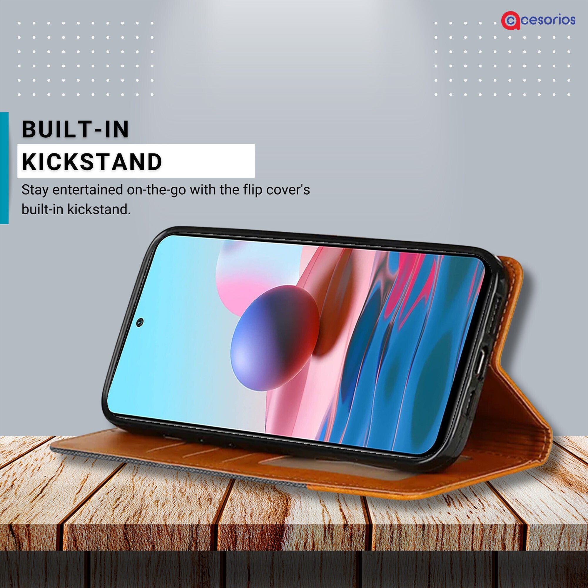 Accesorios Redmi Note 10 denim flip cover – Grey – Image 4 #color_grey