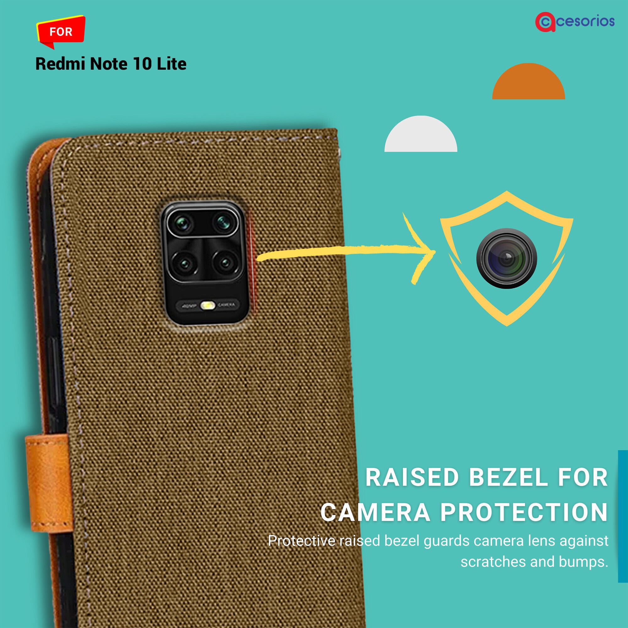 Accesorios Redmi Note 10 Lite denim flip cover – Dark Brown – Image 2 #color_dark brown