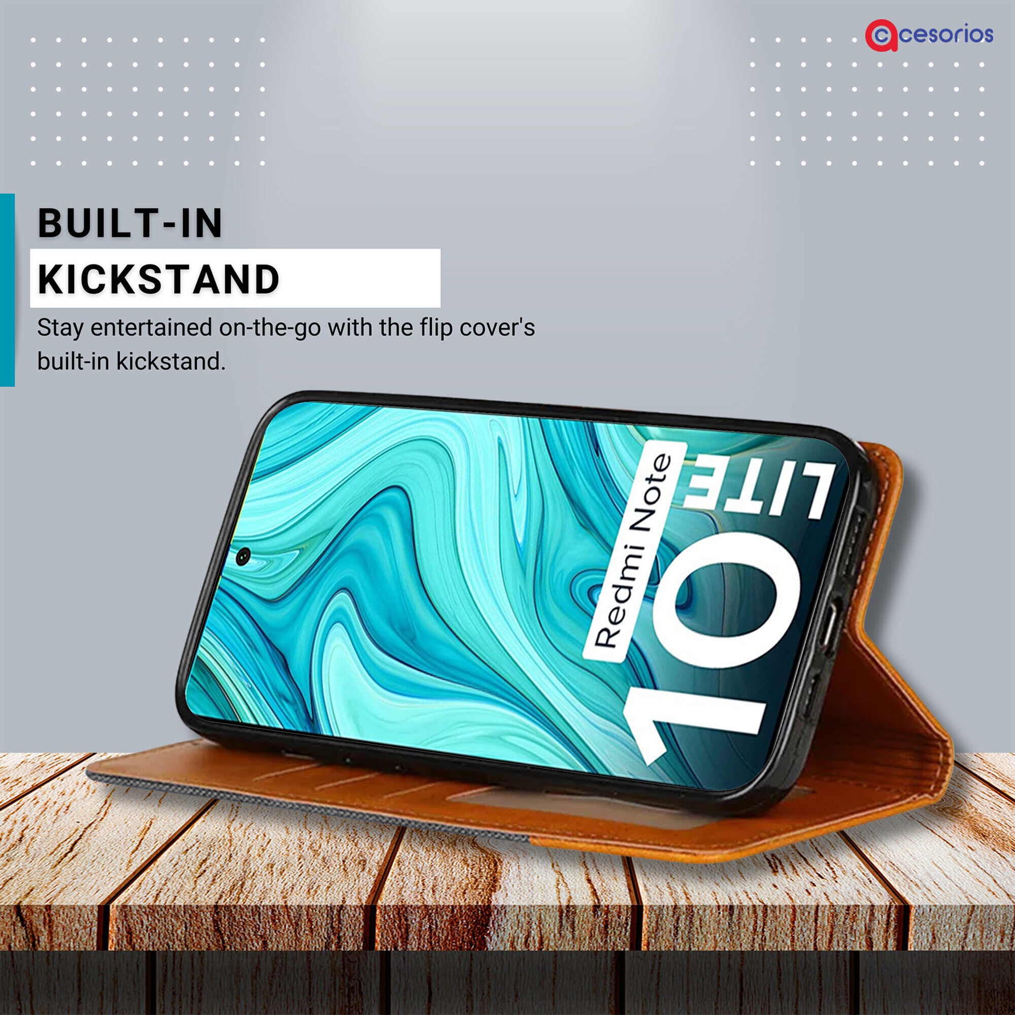 Accesorios Redmi Note 10 Lite denim flip cover – Grey – Image 4 #color_grey
