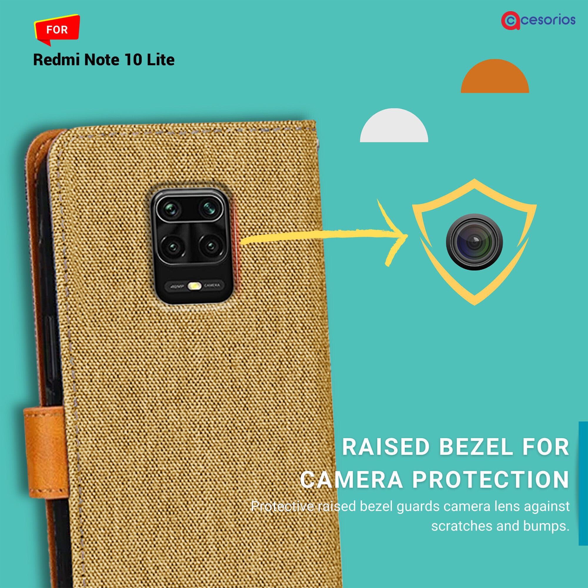 Accesorios Redmi Note 10 Lite denim flip cover – Light Brown – Image 2 #color_light brown