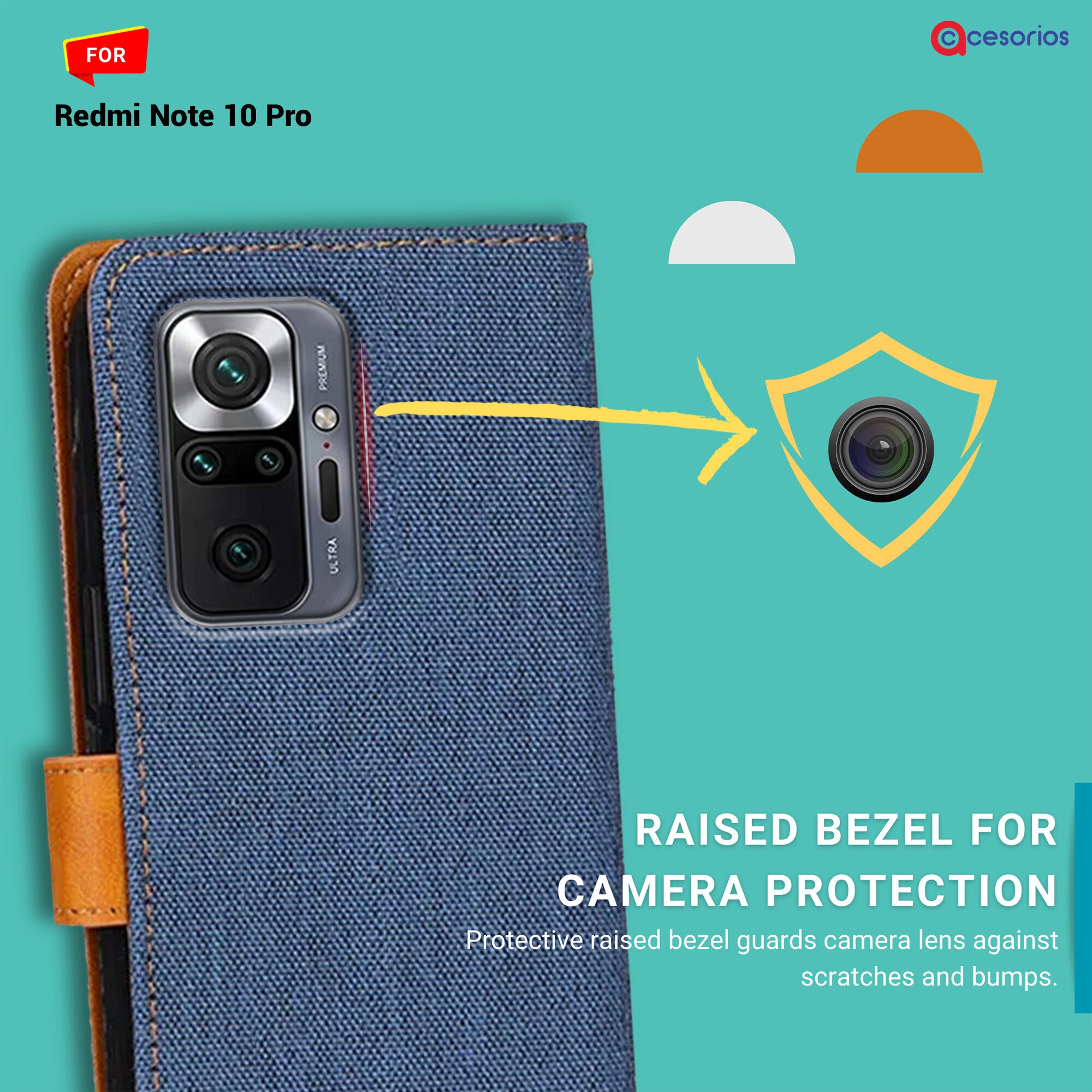 Accesorios Redmi Note 10 Pro denim flip cover – Blue – Image 2 #color_blue