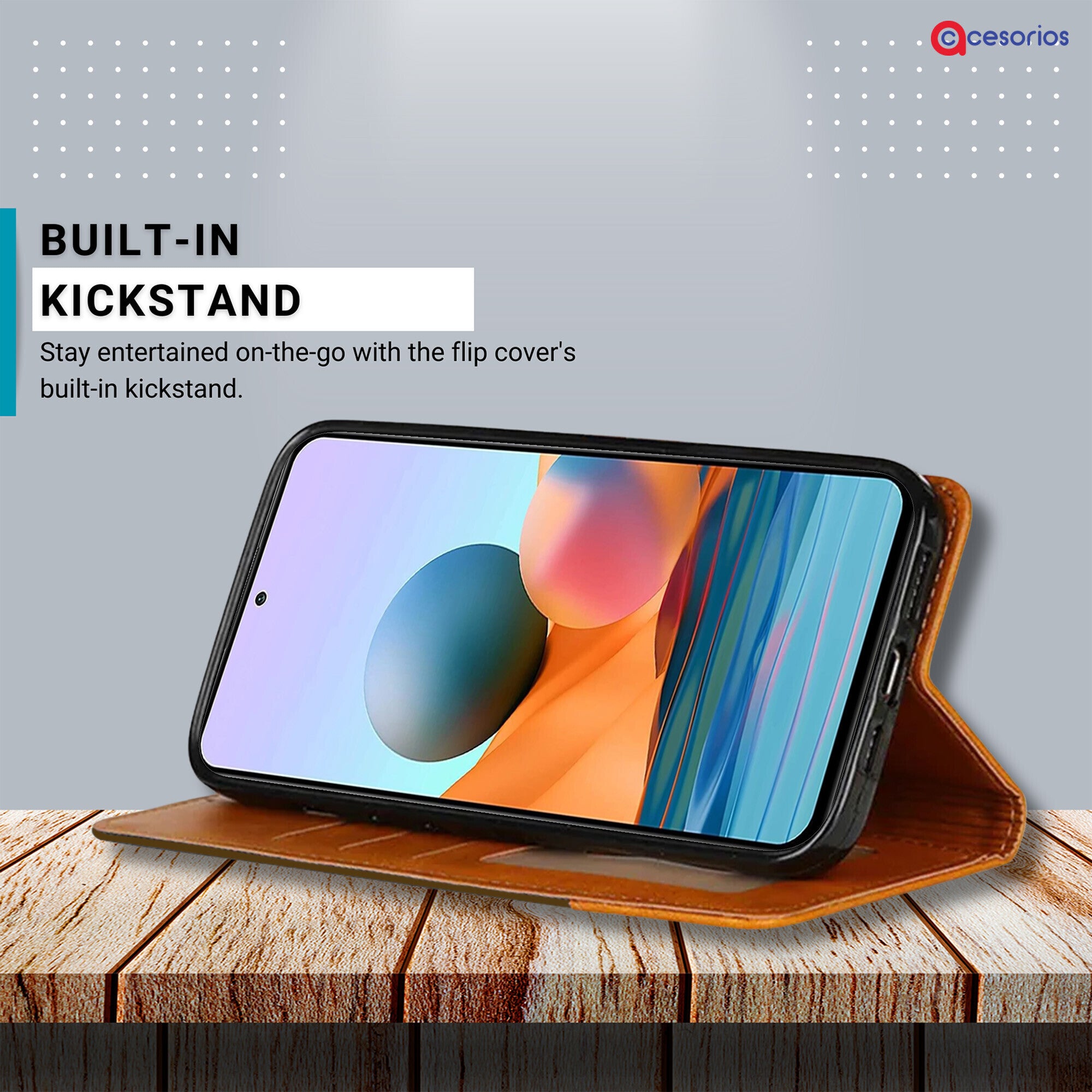 Accesorios Redmi Note 10 Pro denim flip cover – Dark Brown – Image 4 #color_dark brown