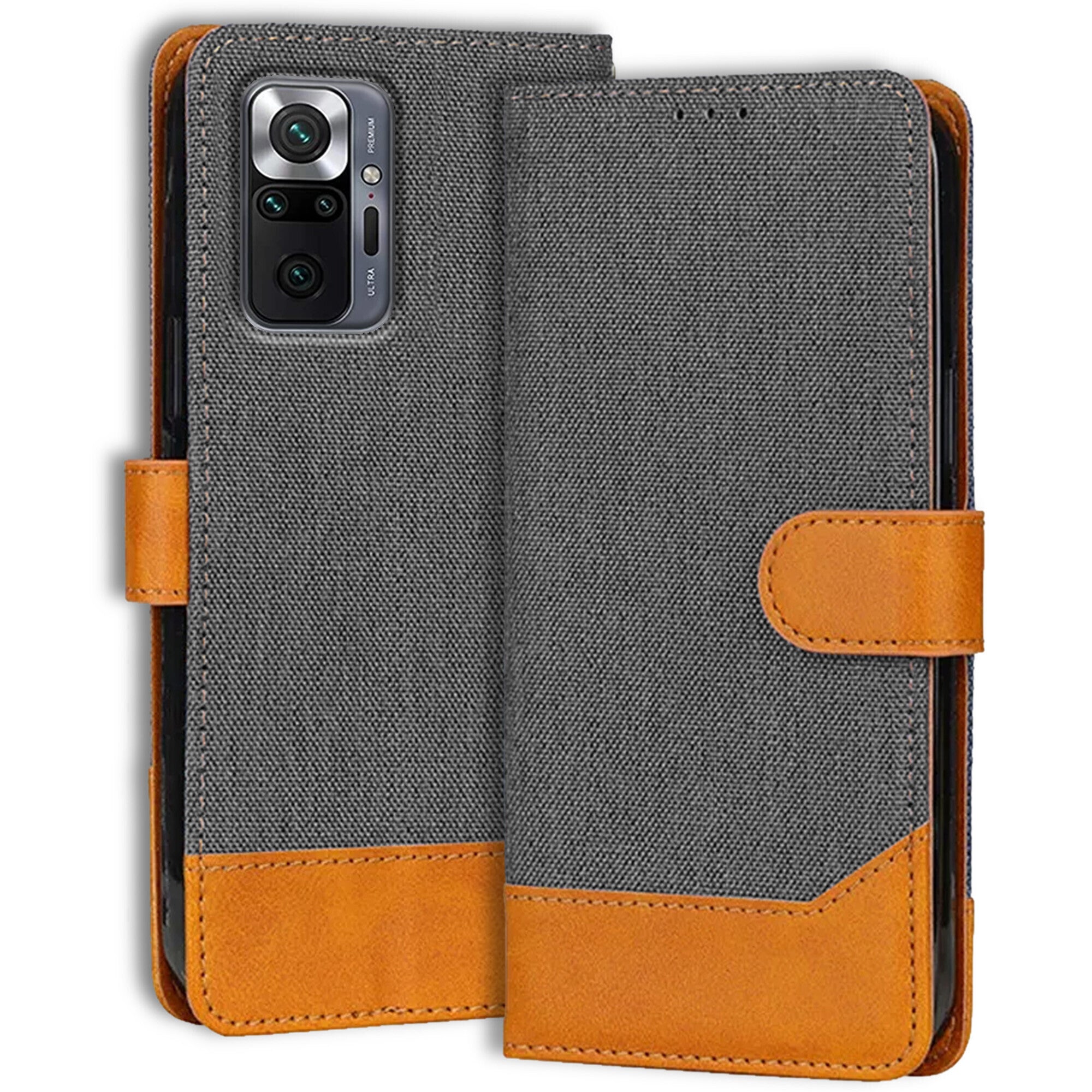 Accesorios Redmi Note 10 Pro denim flip cover – Grey – Image 1 #color_grey