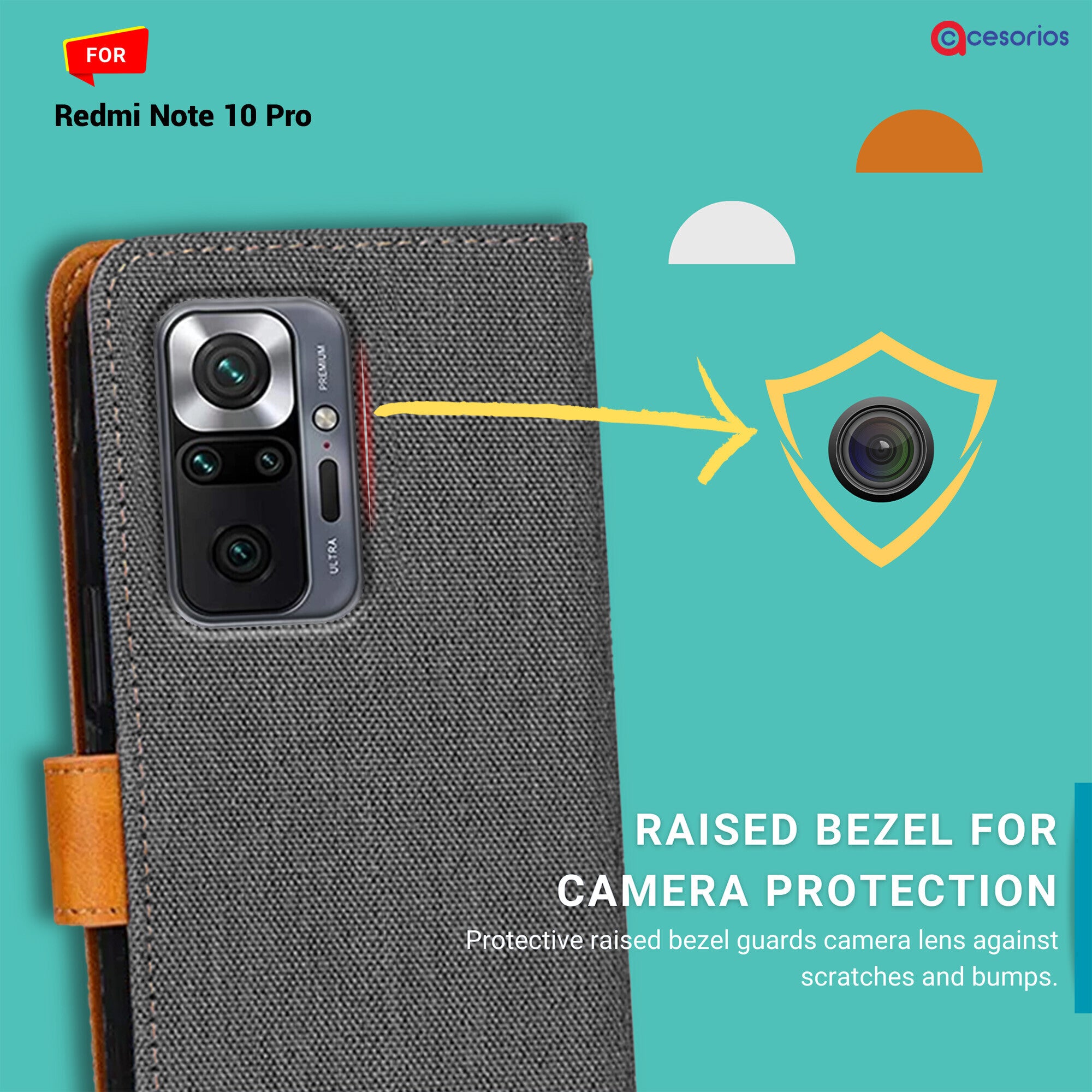 Accesorios Redmi Note 10 Pro denim flip cover – Grey – Image 2 #color_grey