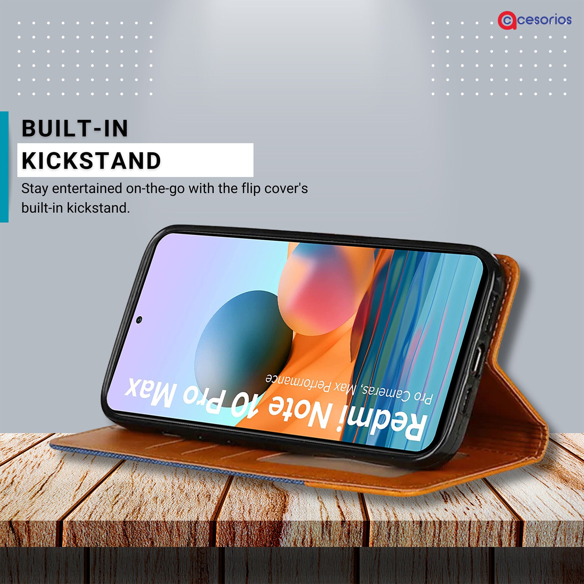 Accesorios Redmi Note 10 Pro Max denim flip cover – Blue – Image 4 #color_blue