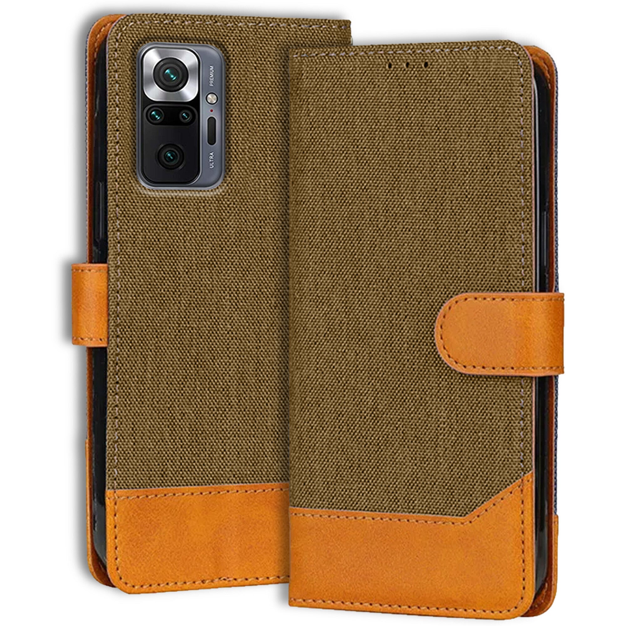 Accesorios Redmi Note 10 Pro Max denim flip cover – Dark Brown – Image 1 #color_dark brown