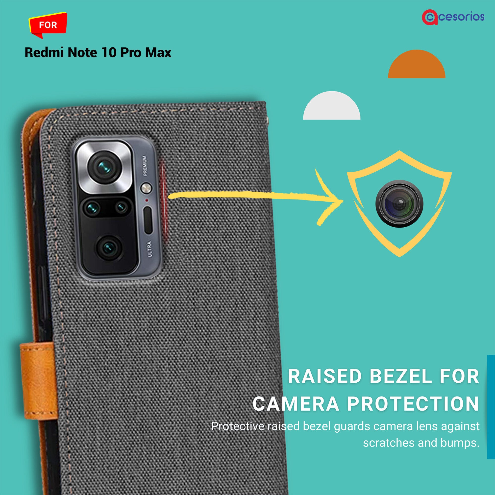Accesorios Redmi Note 10 Pro Max denim flip cover – Grey – Image 2 #color_grey