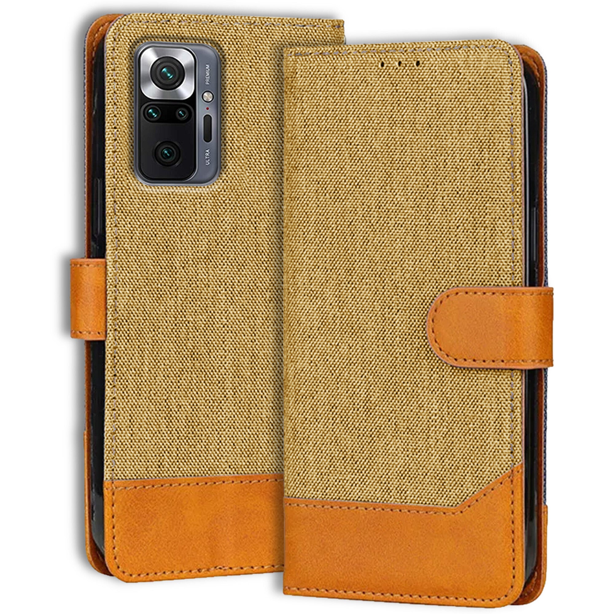 Accesorios Redmi Note 10 Pro Max denim flip cover – Light Brown – Image 1 #color_light brown