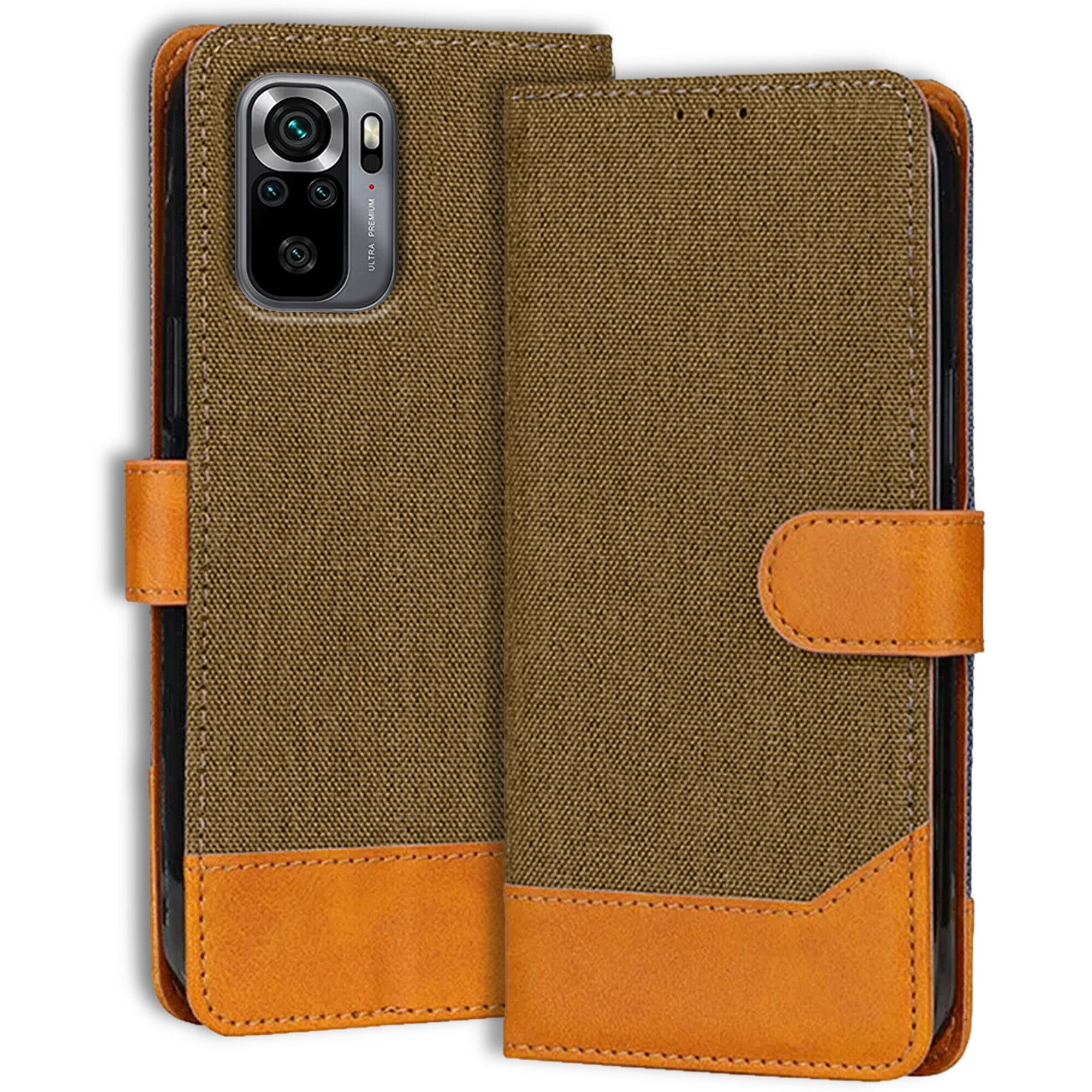 Accesorios Redmi Note 10S denim flip cover – Dark Brown – Image 1 #color_dark brown