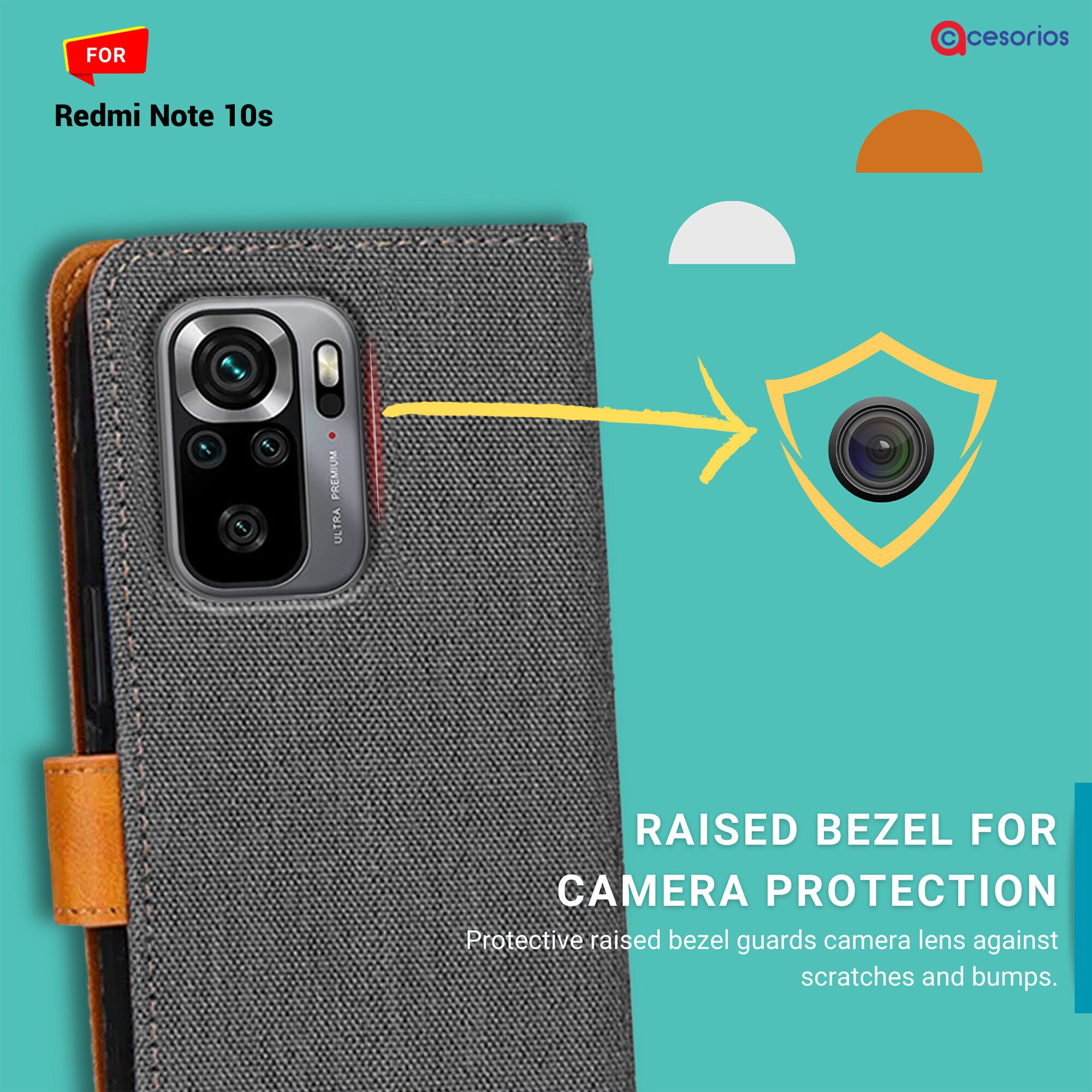 Accesorios Redmi Note 10S denim flip cover – Grey – Image 2 #color_grey