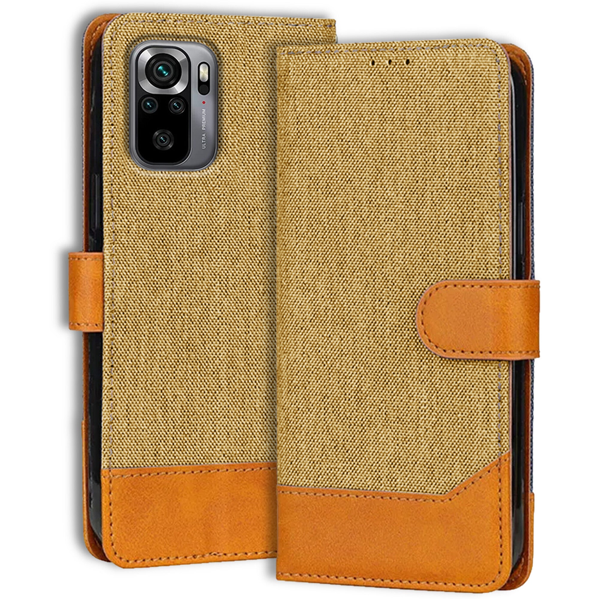 Accesorios Redmi Note 10S denim flip cover – Light Brown – Image 1 #color_light brown