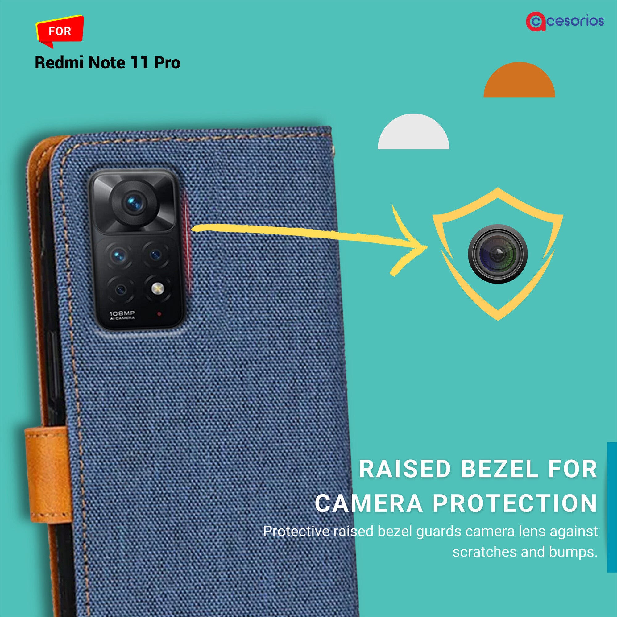Accesorios Redmi Note 11 Pro denim flip cover – Blue – Image 2 #color_blue