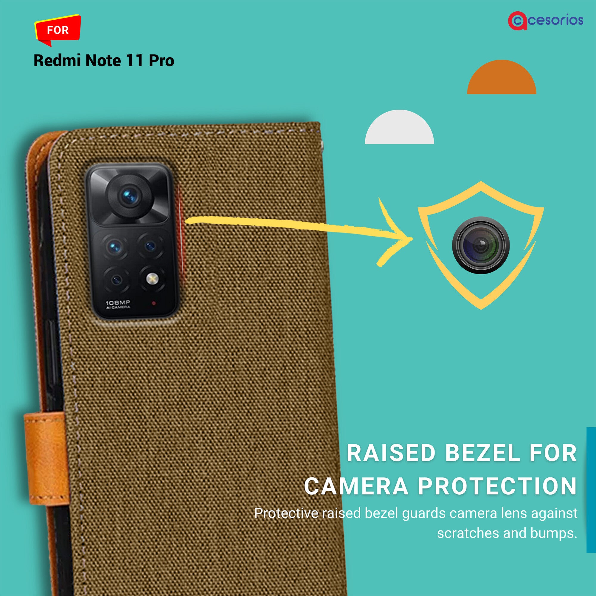 Accesorios Redmi Note 11 Pro denim flip cover – Dark Brown – Image 2 #color_dark brown