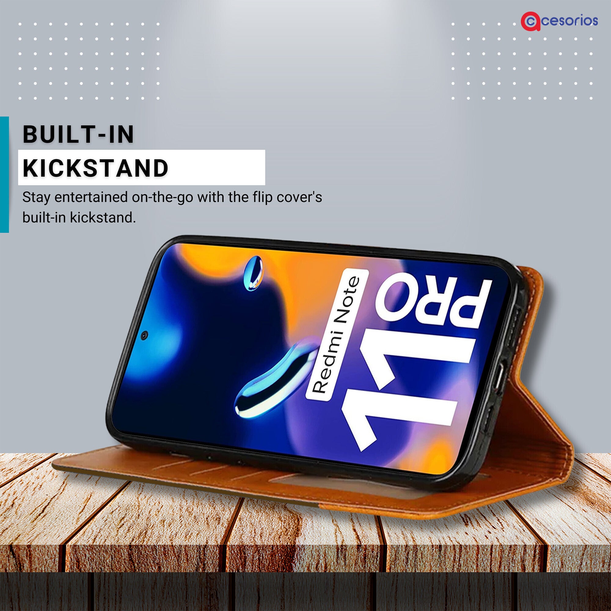 Accesorios Redmi Note 11 Pro denim flip cover – Dark Brown – Image 4 #color_dark brown