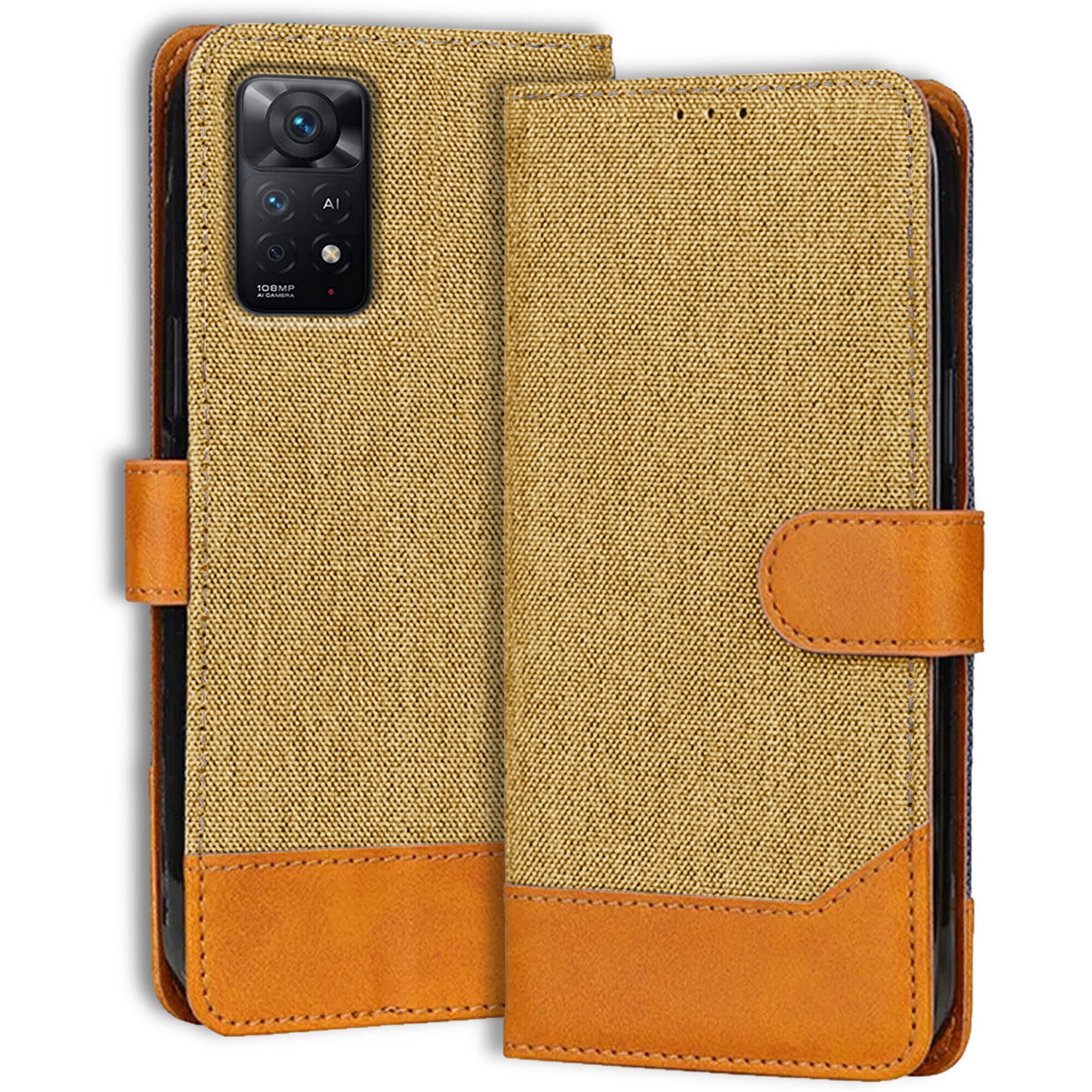 Accesorios Redmi Note 11 Pro Plus denim flip cover – Light Brown – Image 1 #color_light brown