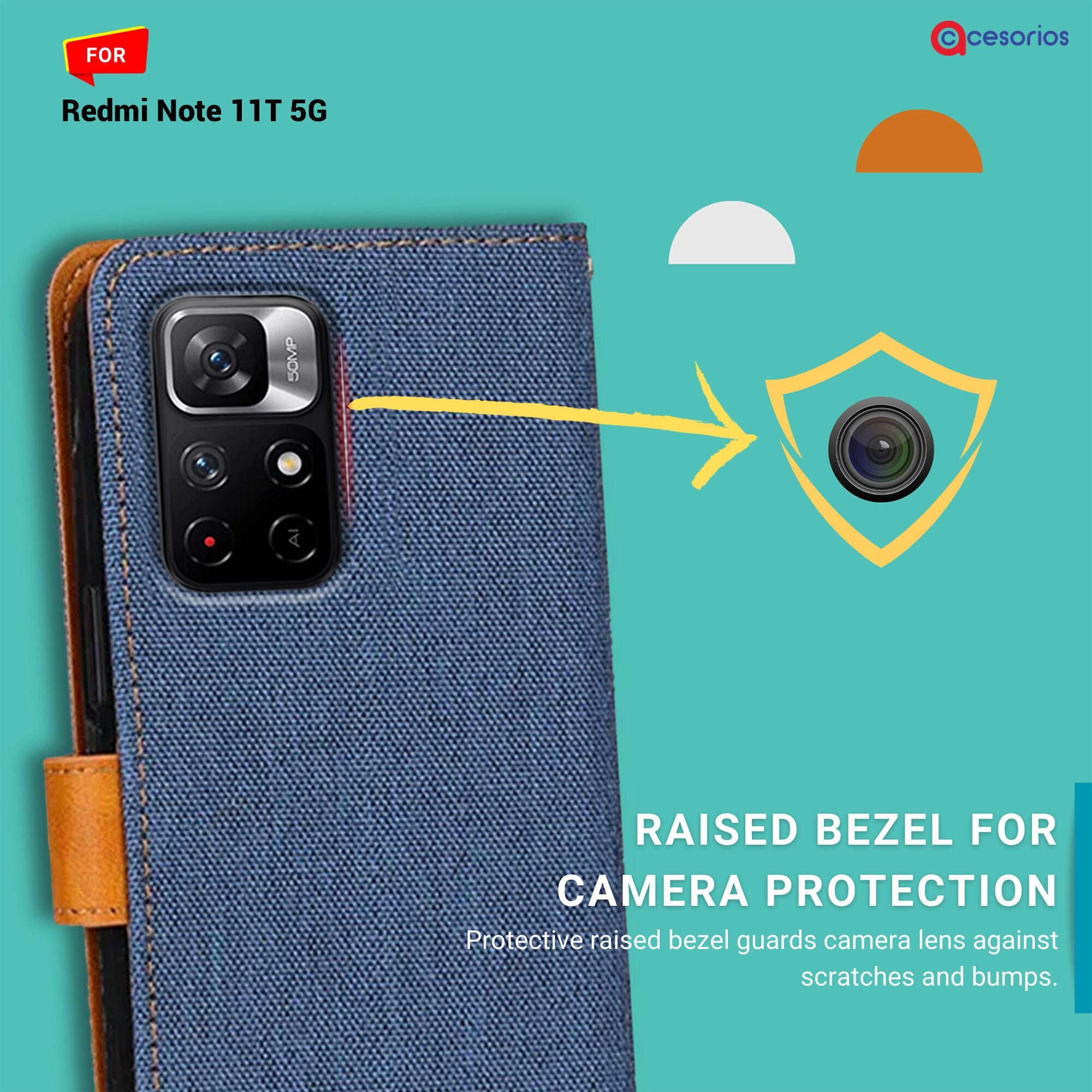 Accesorios Redmi Note 11T 5G denim flip cover – Blue – Image 2 #color_blue