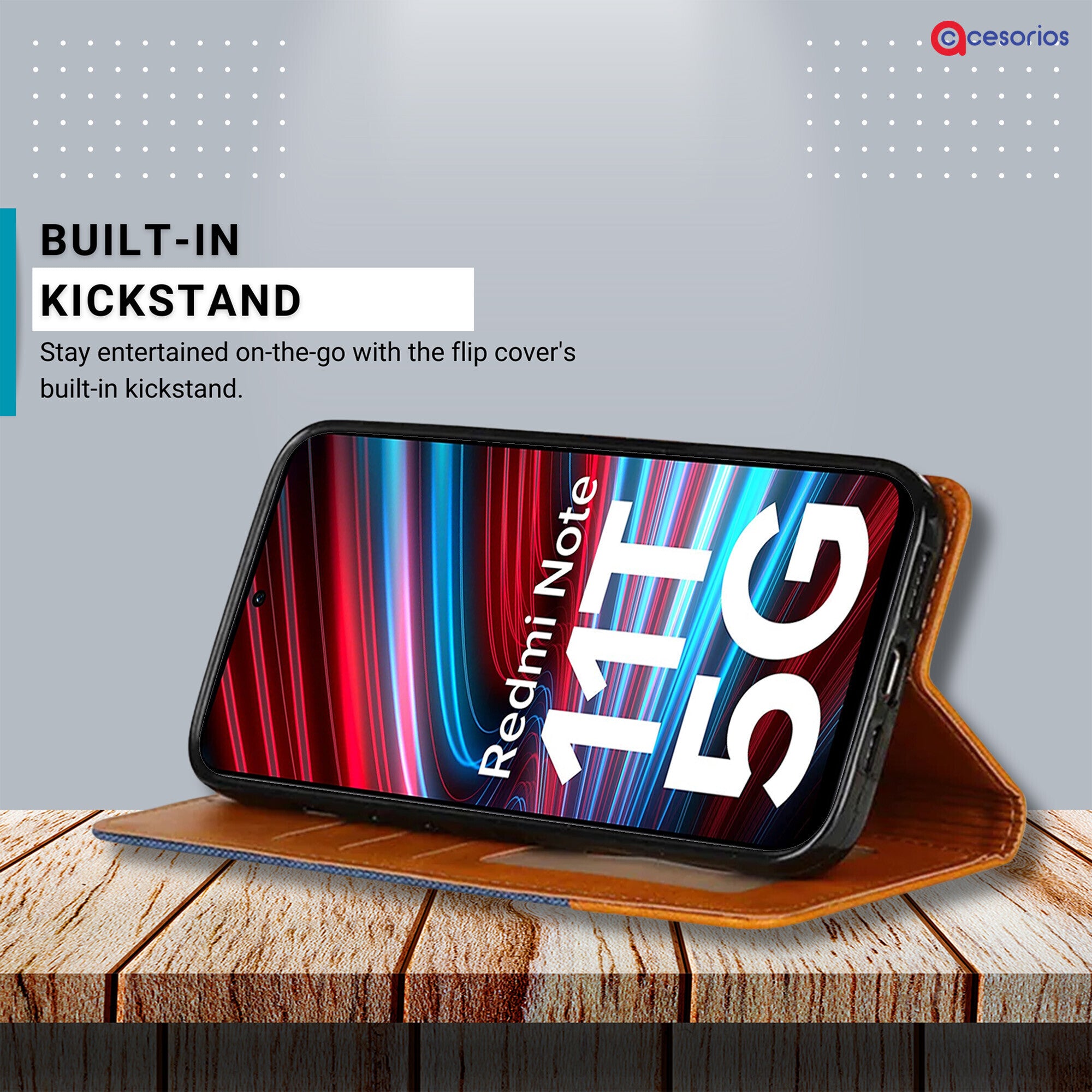 Accesorios Redmi Note 11T 5G denim flip cover – Blue – Image 4 #color_blue