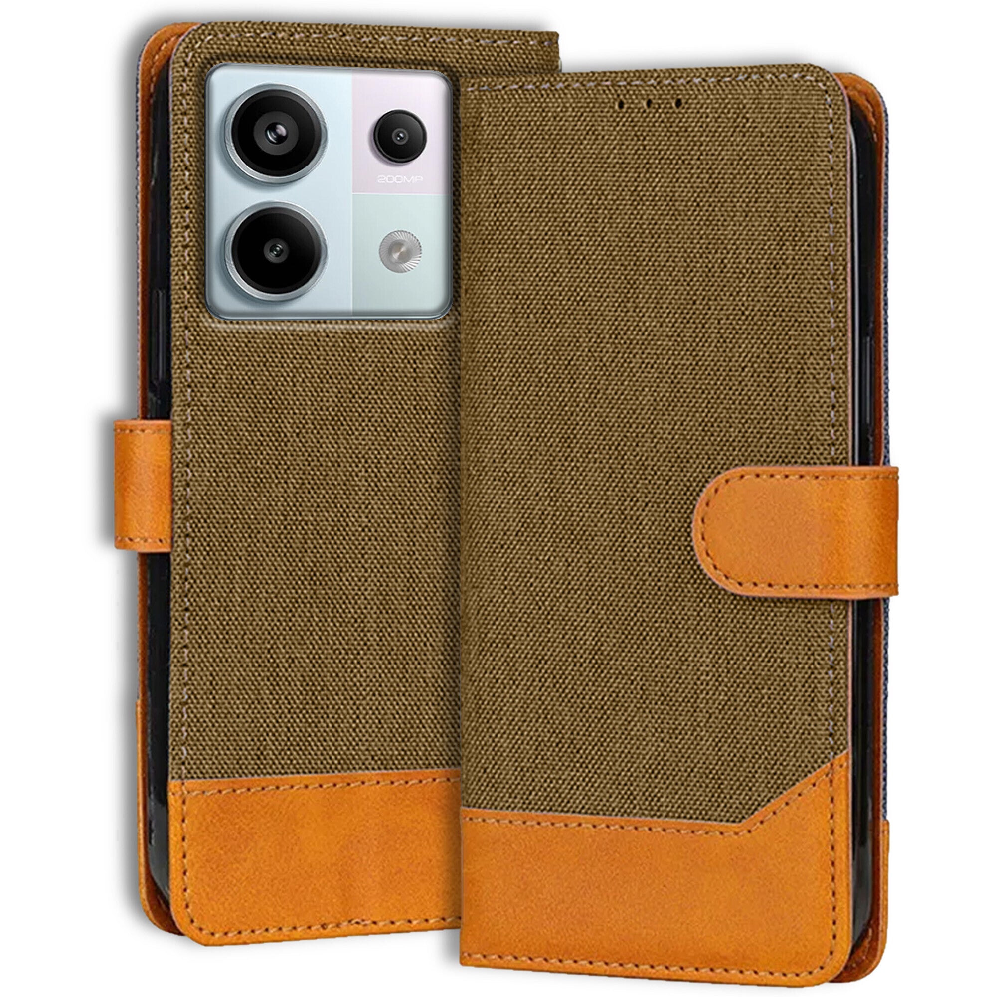 Accesorios Redmi Note 13 Pro 5G denim flip cover – Dark Brown – Image 1 #color_dark brown