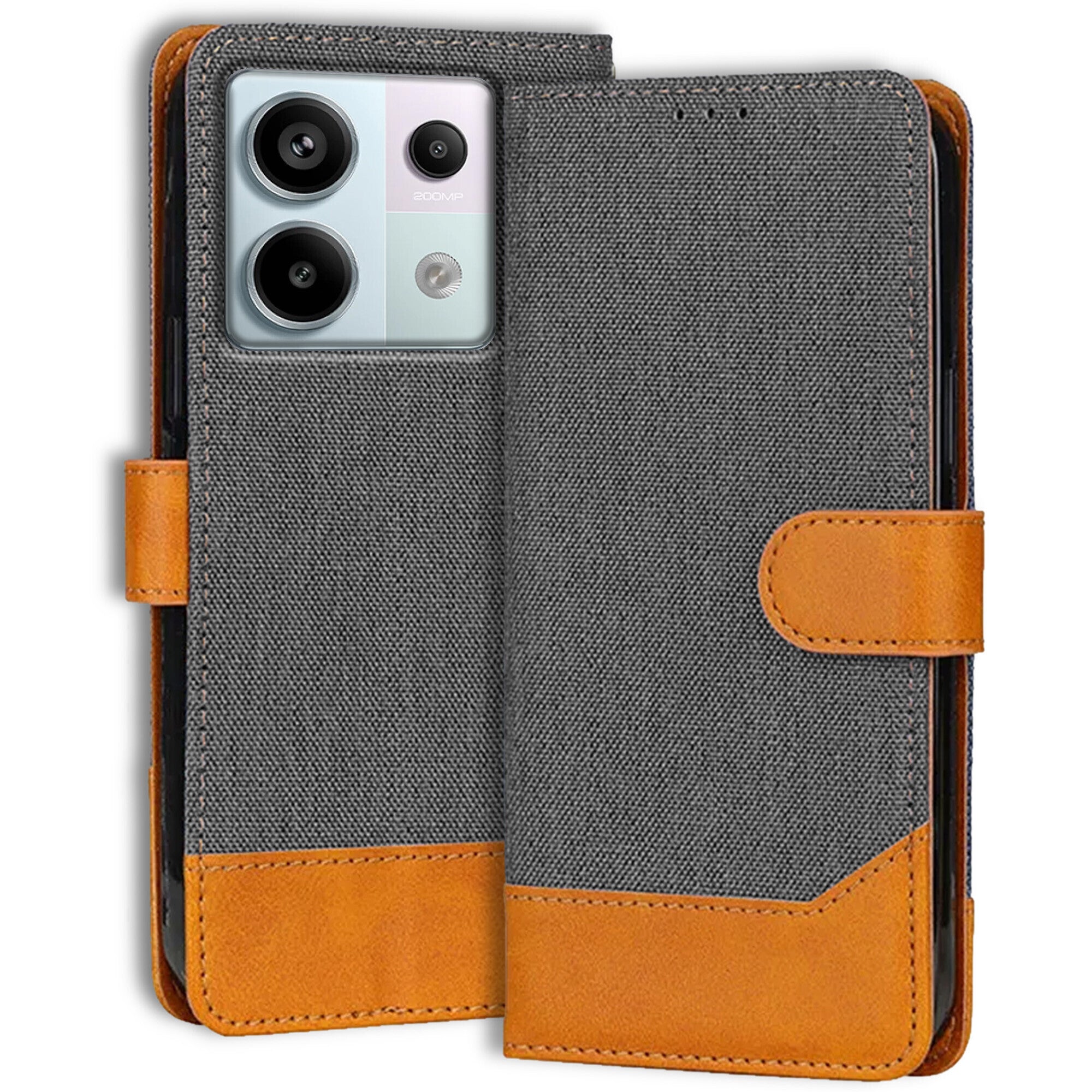 Accesorios Redmi Note 13 Pro 5G denim flip cover – Grey – Image 1 #color_grey