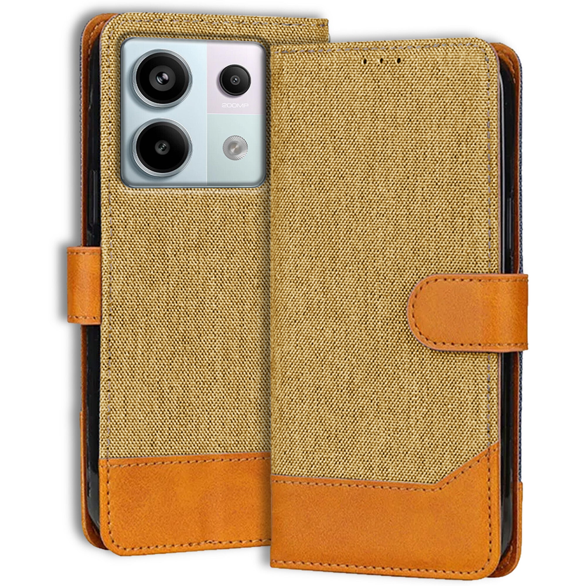 Accesorios Redmi Note 13 Pro 5G denim flip cover – Light Brown – Image 1 #color_light brown