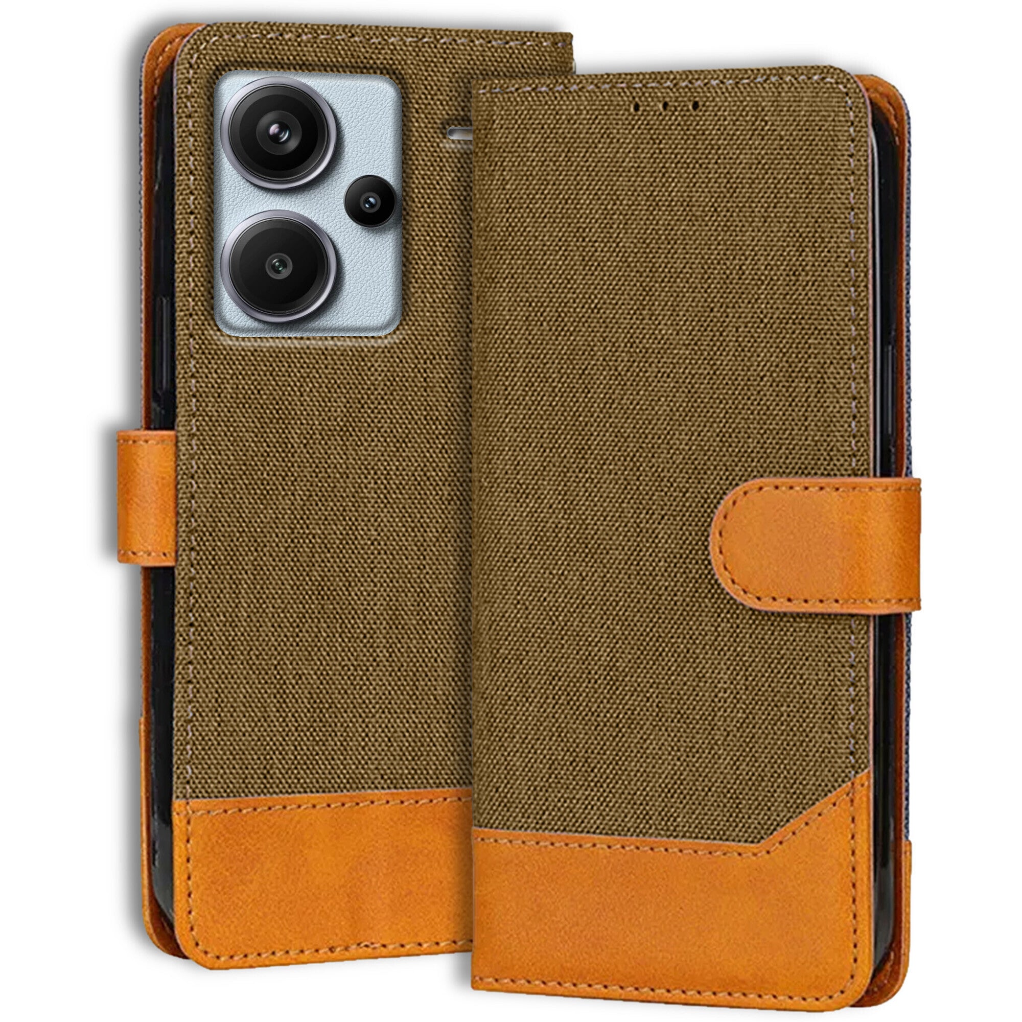 Accesorios Redmi Note 13 Pro Plus 5G denim flip cover – Dark Brown – Image 1 #color_dark brown