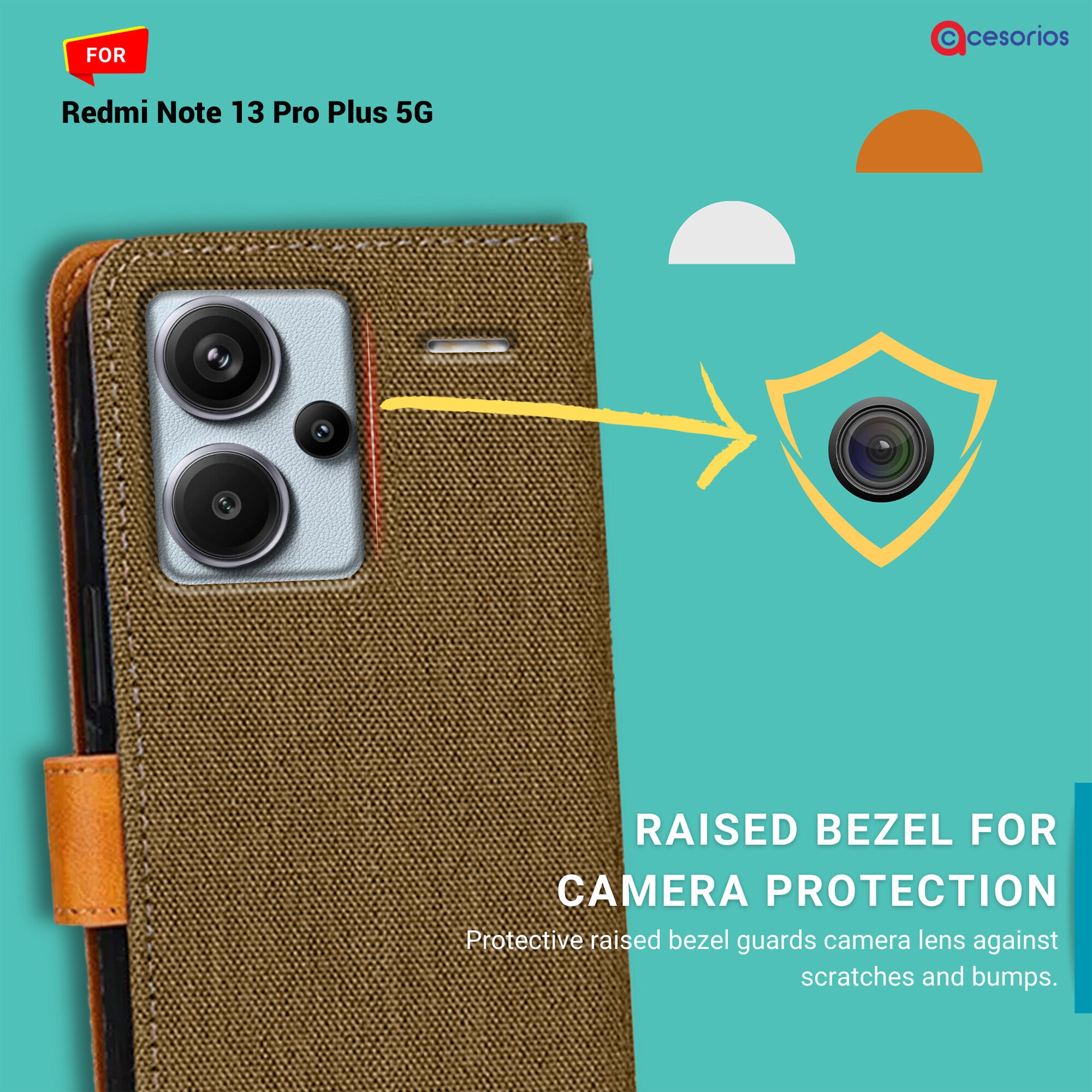 Accesorios Redmi Note 13 Pro Plus 5G denim flip cover – Dark Brown – Image 2 #color_dark brown