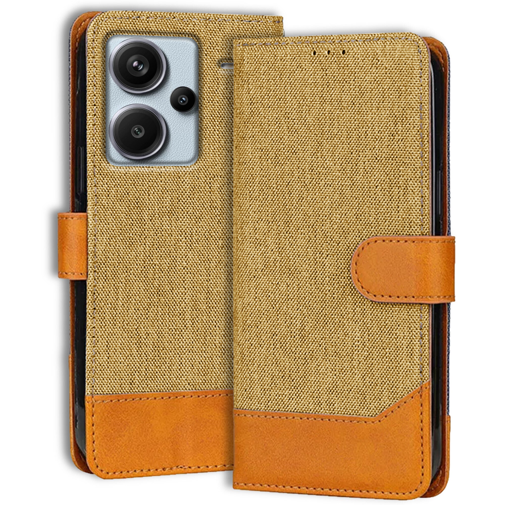 Accesorios Redmi Note 13 Pro Plus 5G denim flip cover – Light Brown – Image 1 #color_light brown