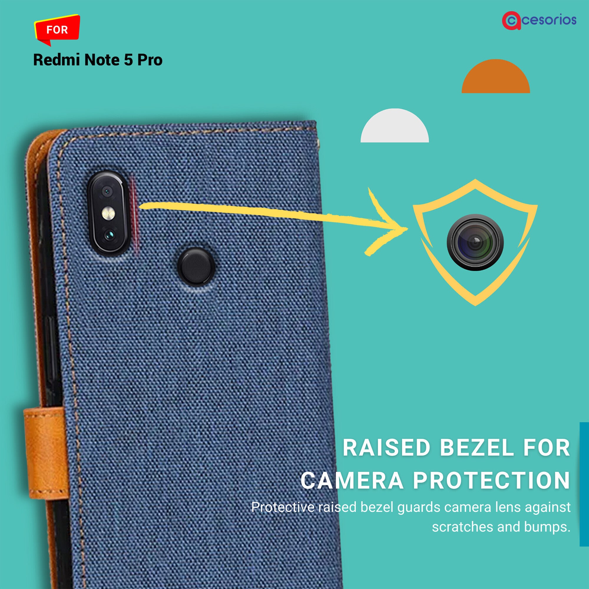 Accesorios Redmi Note 5 Pro denim flip cover – Blue – Image 2 #color_blue