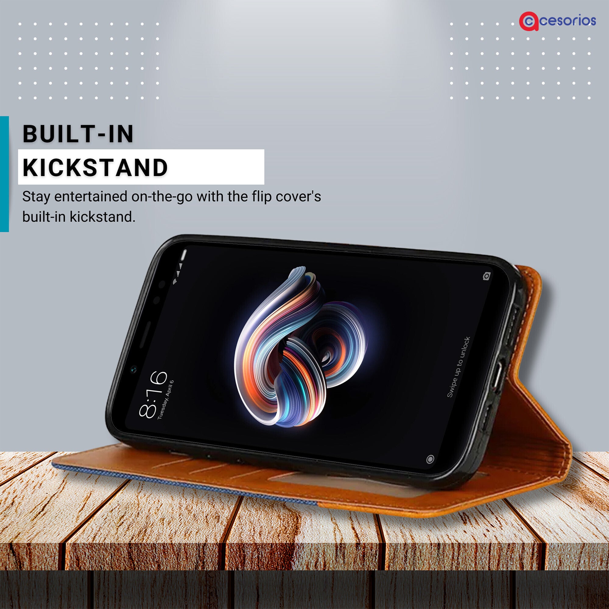 Accesorios Redmi Note 5 Pro denim flip cover – Blue – Image 4 #color_blue