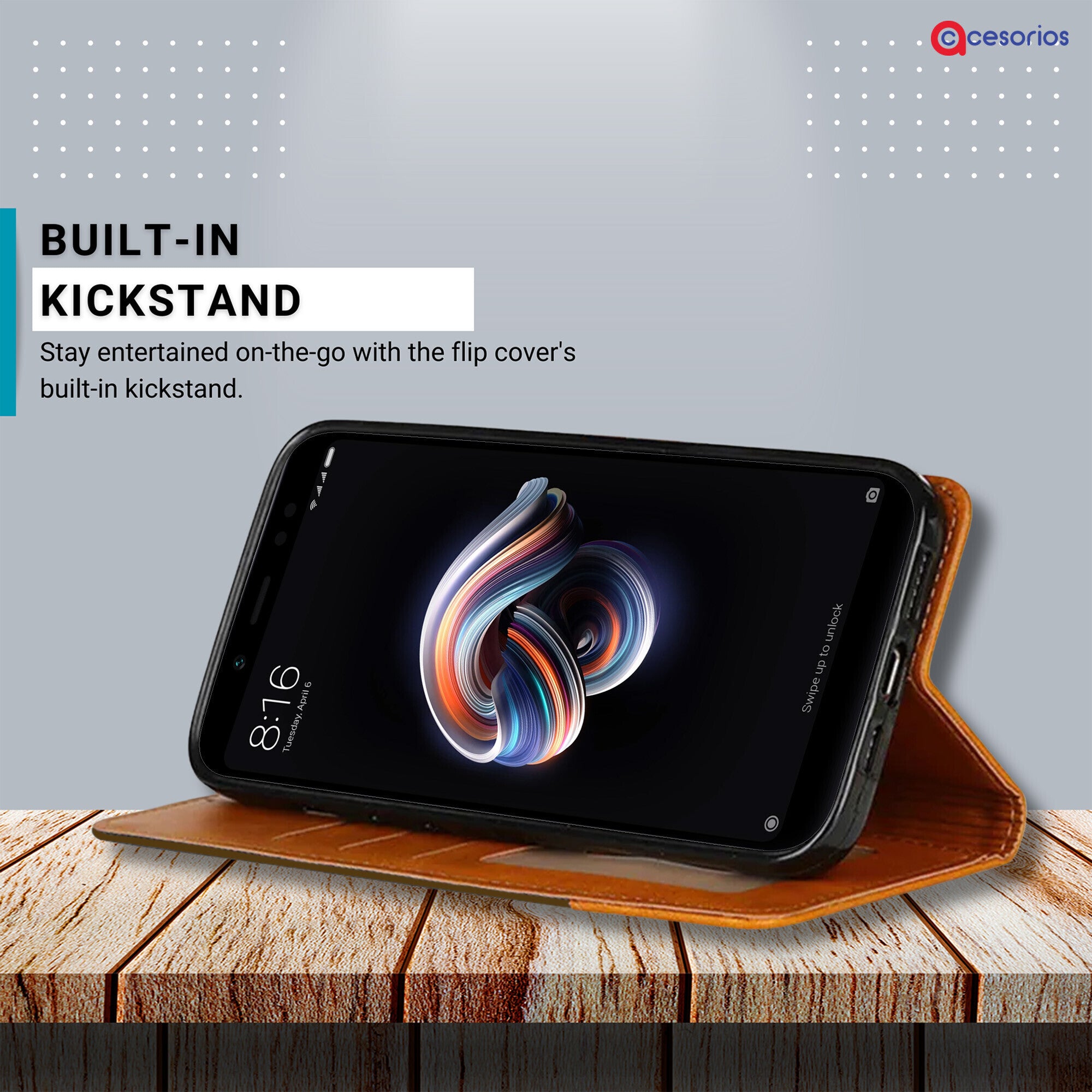 Accesorios Redmi Note 5 Pro denim flip cover – Dark Brown – Image 4 #color_dark brown